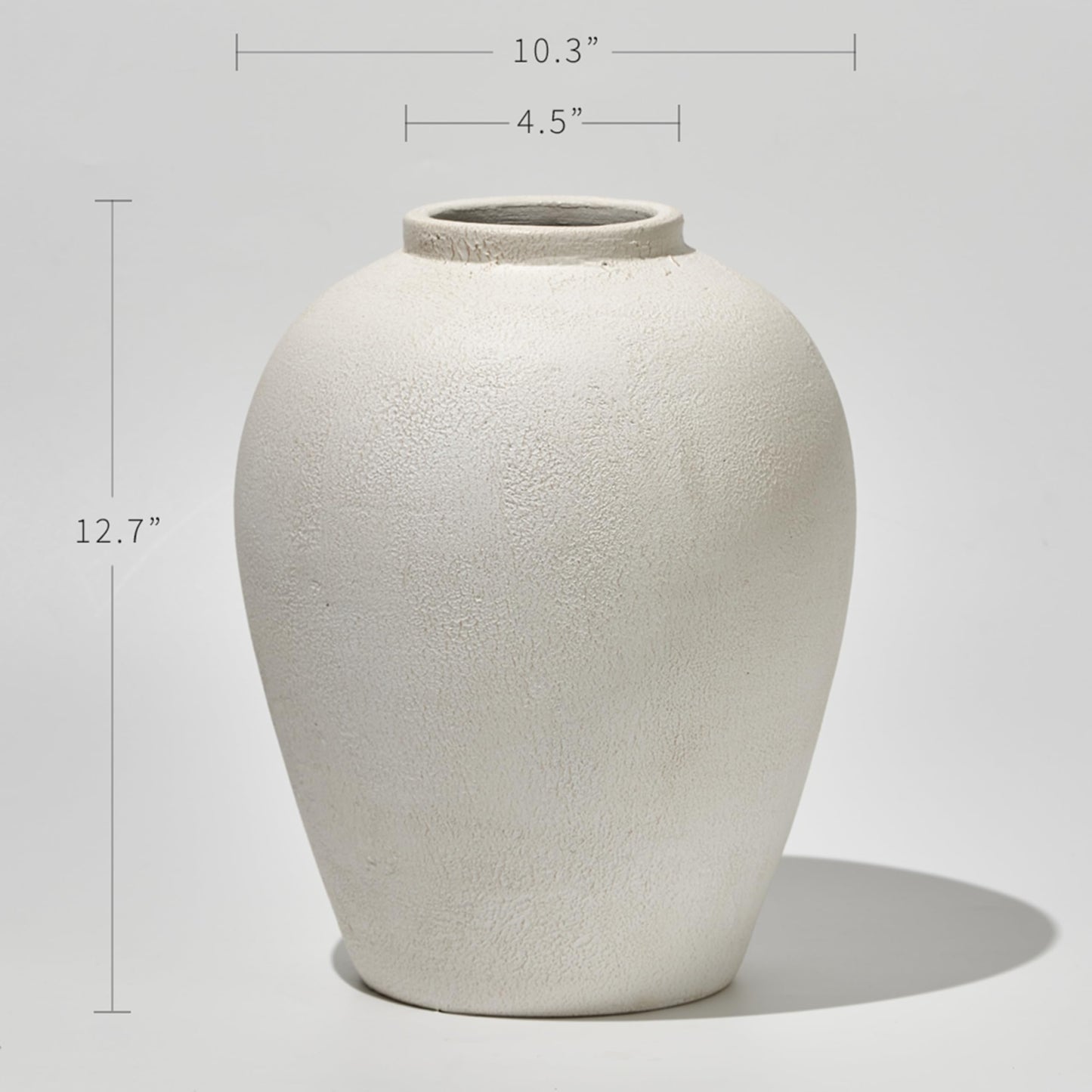 LB2 White Ceramic Large Vase, 12.7" Tall Zen Style vase, Terra Cotta Pitcher, Distressed Farmhouse Decor, Pottery Decorative Flower for Home Decor