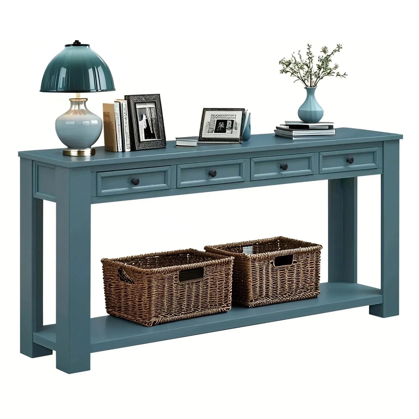 LKTART 63" Solid Wood Console Table Sofa Table with Storage Drawers and Bottom Shelf,Farmhouse Entryway Table for Hallway Foyer,Living Room,Easy Assembled (63" Espresso)