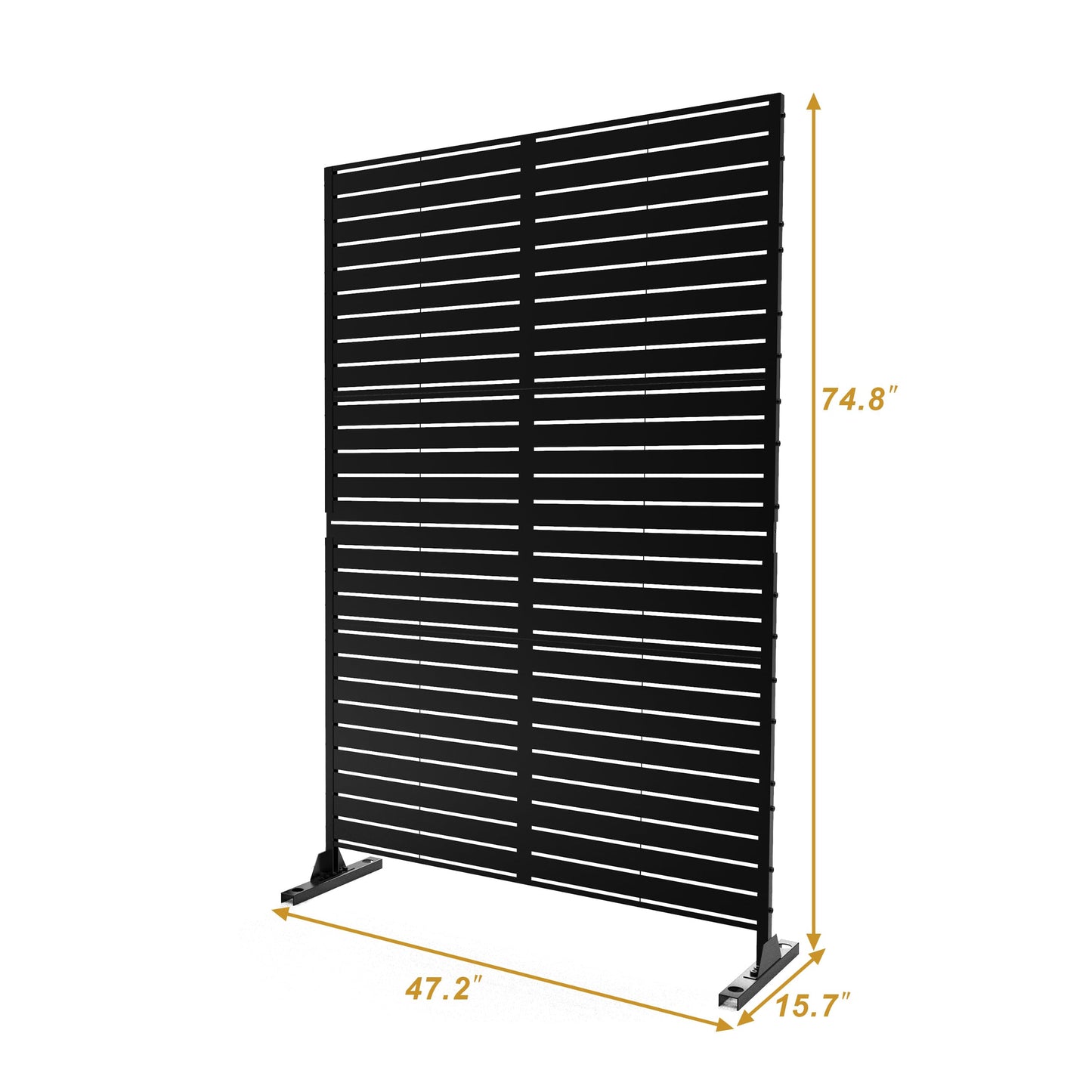 Metal Privacy Screen with Stand, 74" H×47" W Outdoor Privacy Screen for Deck Patio Lawn Garden (Black-Summer)