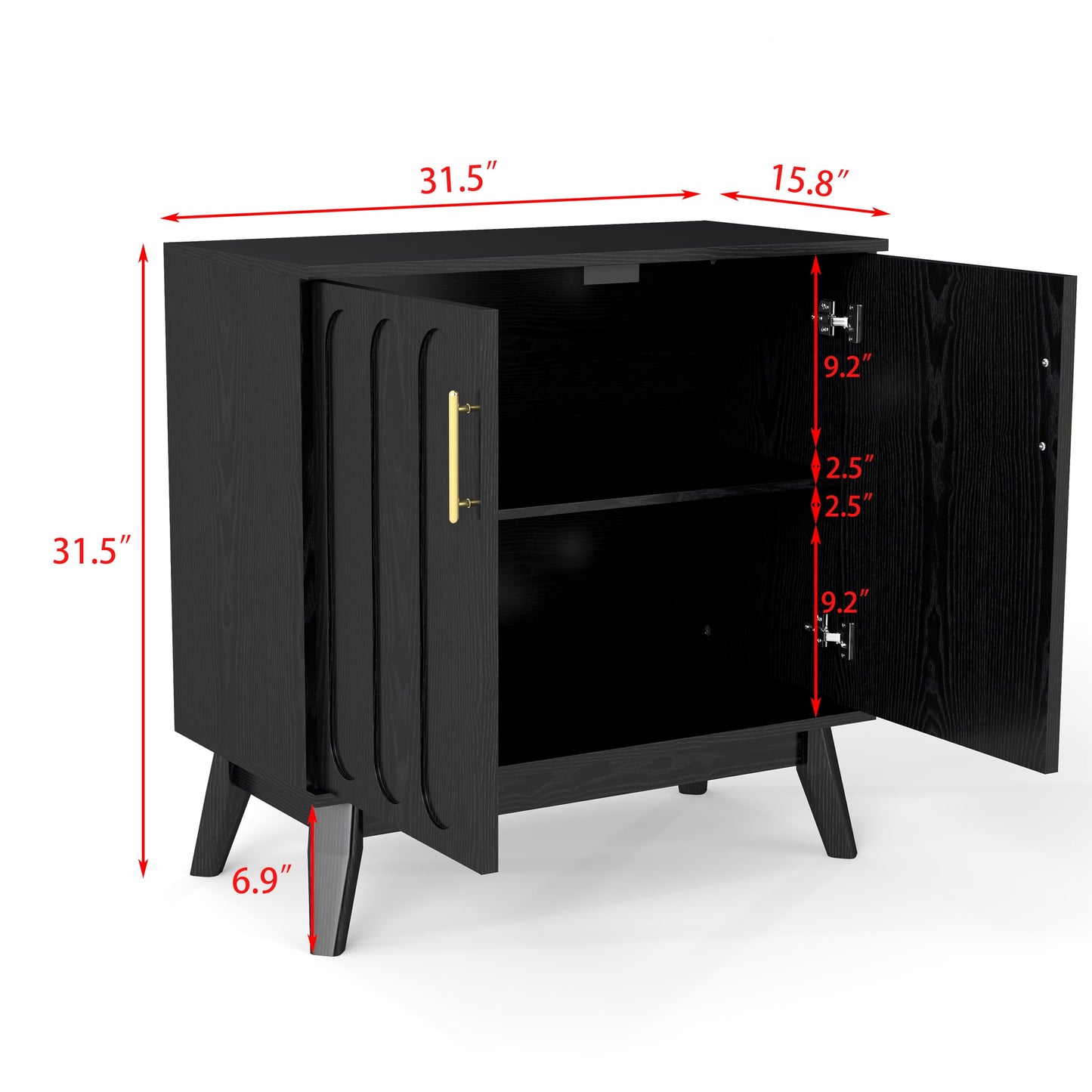 LKTART Mid Century Modern Storage Cabinet with Rattan Sliding Doors and Open Shelves, Boho Style Wooden Sideboard Buffet for Living Room,Dark Walnut