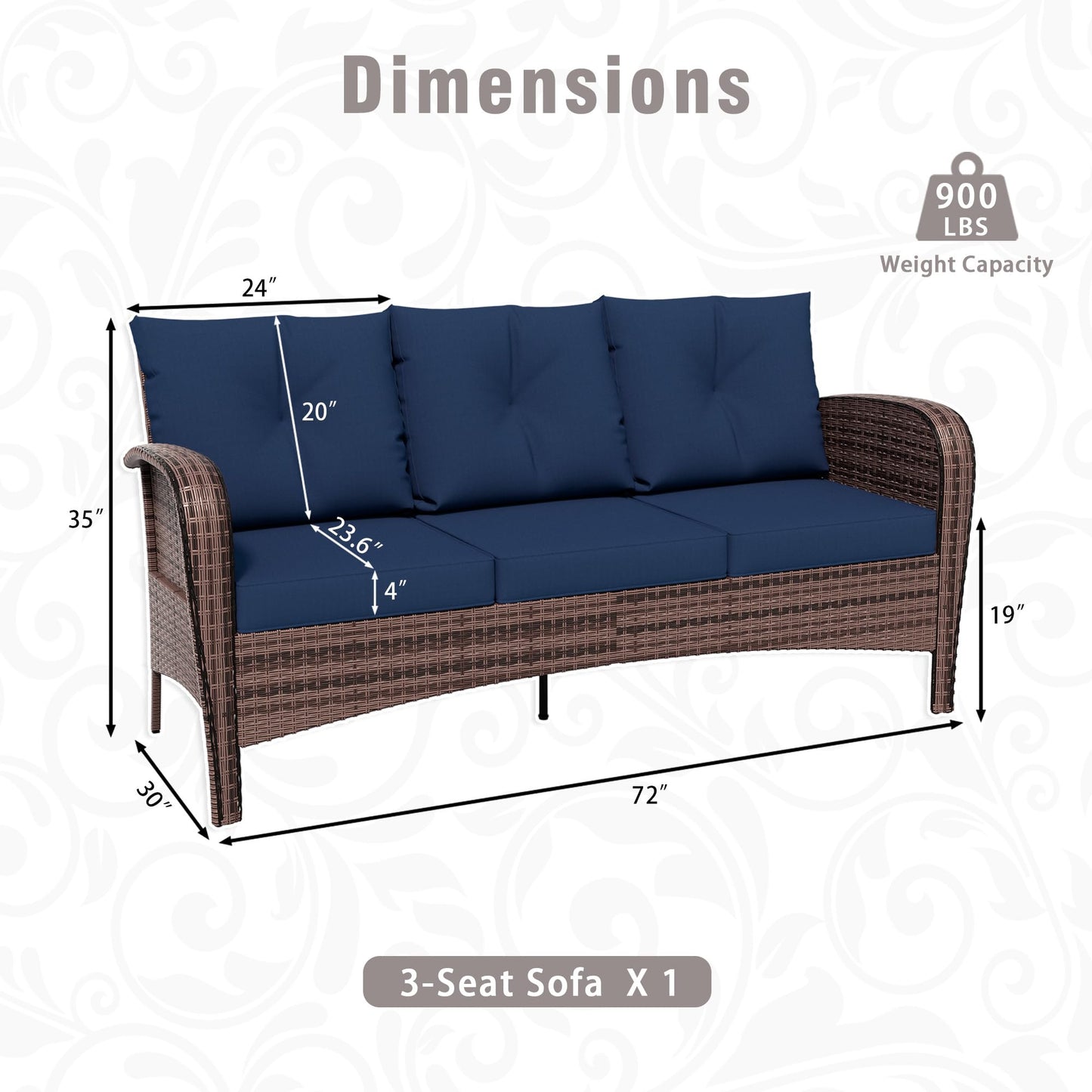4 Piece Patio Conversation Set - 2 Swivel Chairs 1 Coffee Table 3-Seater Sofa, PE Wicker & Steel Patio Furniture with Heavy-Duty Steel Frame,Weatherproof Cushions, Red