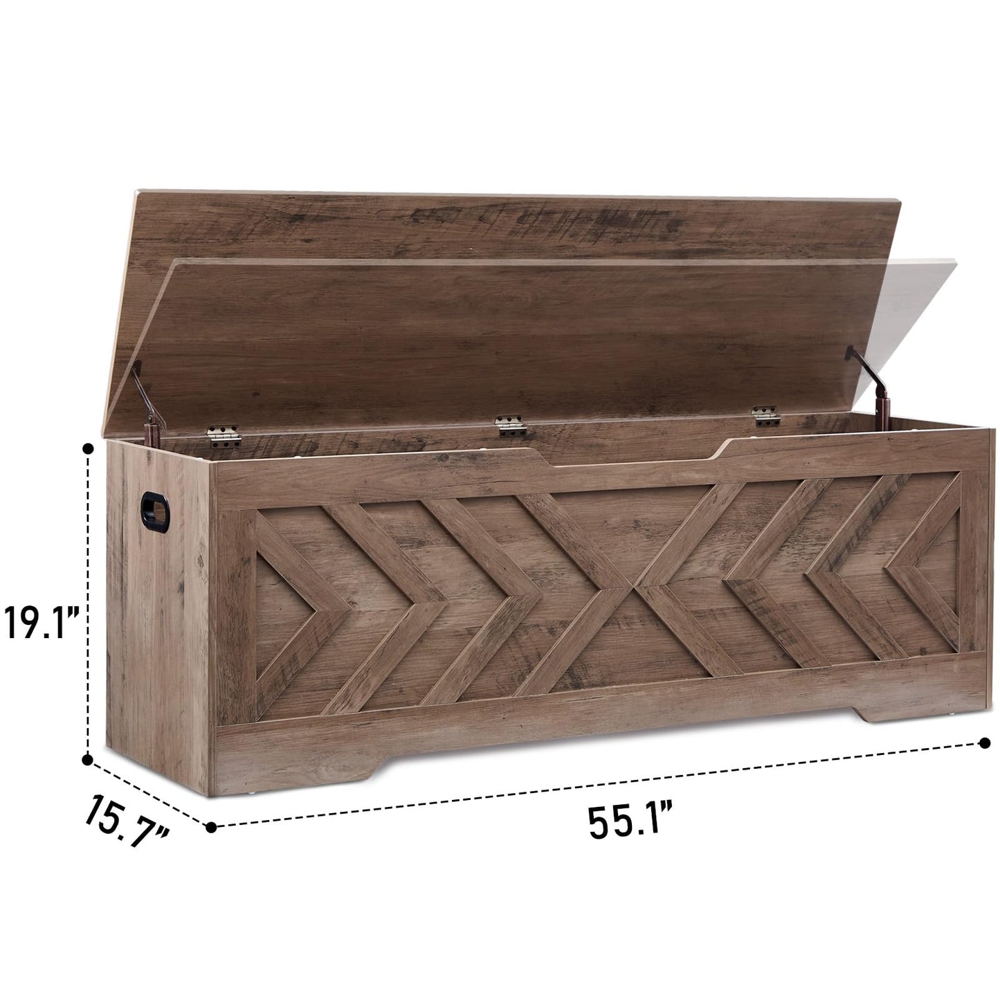 55.1” Storage Bench, Extra Large Entryway Bench with Storage,Storage Chest with 2 Safety Hinges,Blanket Storage,Shoe Storage Chest for Bedroom,Living Room,Easy Assembly. (Greige)