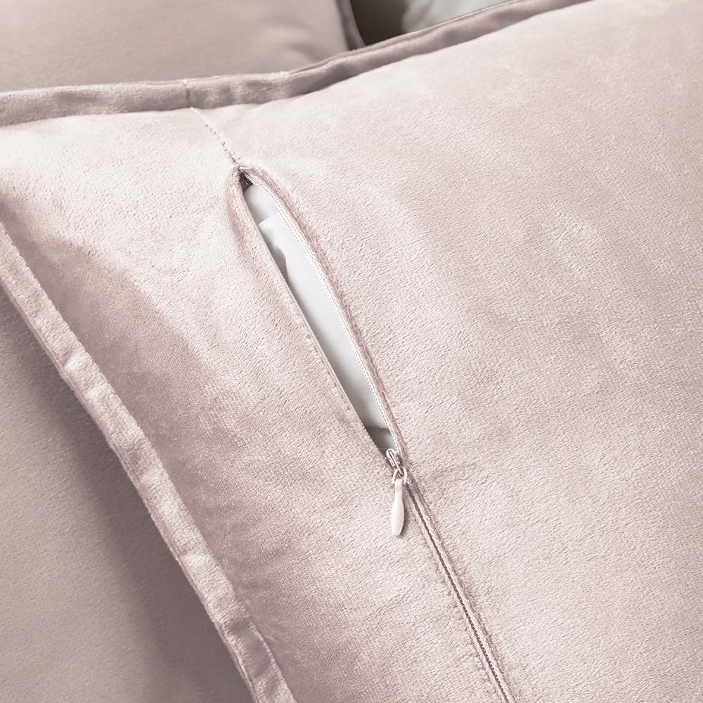 VAKADO Throw Pillow Covers 18x18 Set of 2 Olive Green Velvet Decor Decorative Couch Cushion Euro Xmas Pillowcases with Fringe Home Bed Decoration for Sofa Bedroom Office