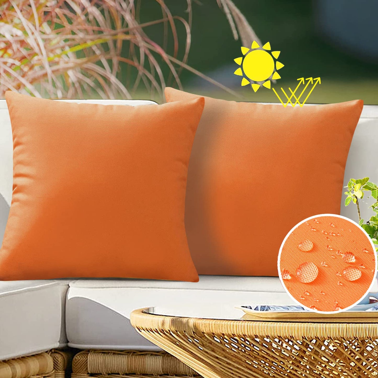 VAKADO Outdoor Waterproof Throw Pillow Covers 18X18 Set of 2 Decorative Green Patio Furniture Summer Cushion Cases Outside Decor for Couch Garden Bench Porch