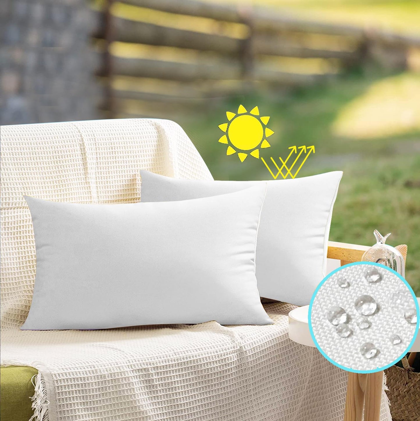 VAKADO Outdoor Waterproof Throw Pillow Covers 18X18 Set of 2 Decorative Green Patio Furniture Summer Cushion Cases Outside Decor for Couch Garden Bench Porch