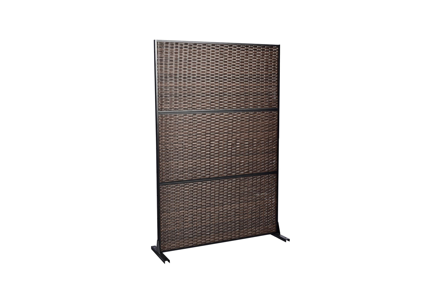 Metal Privacy Screen with Stand, 74" H×47" W Outdoor Privacy Screen for Deck Patio Lawn Garden (Black-Summer)