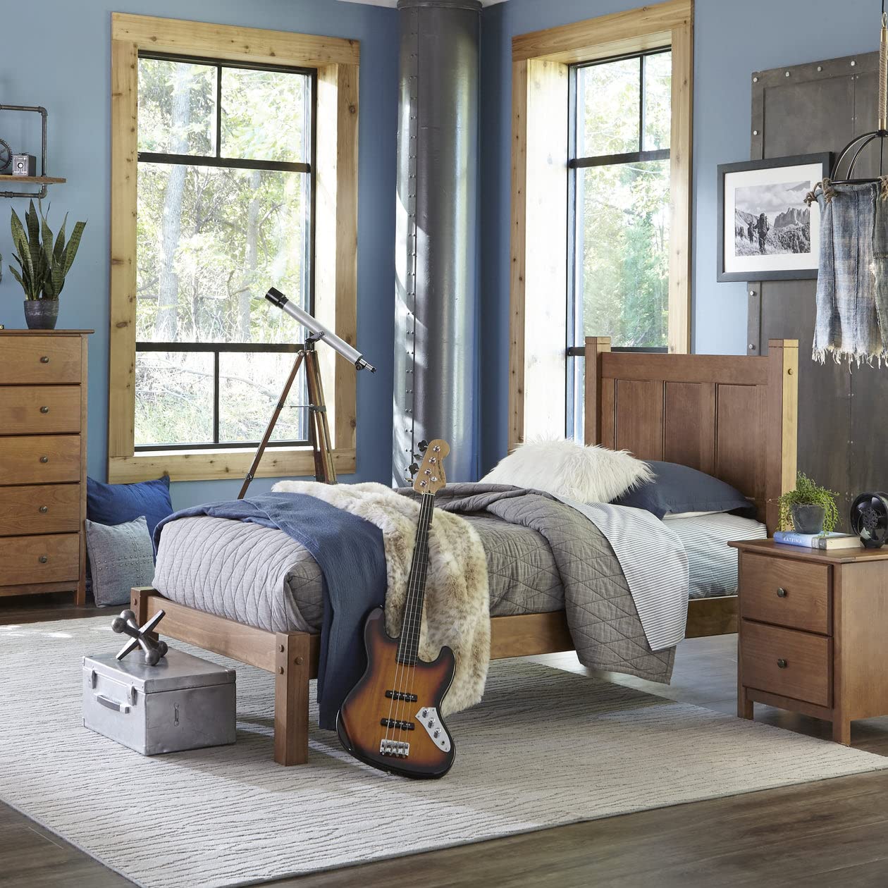 Grain Wood Furniture Shaker Solid Wood Panel Platform Bed, Queen Size, Expresso