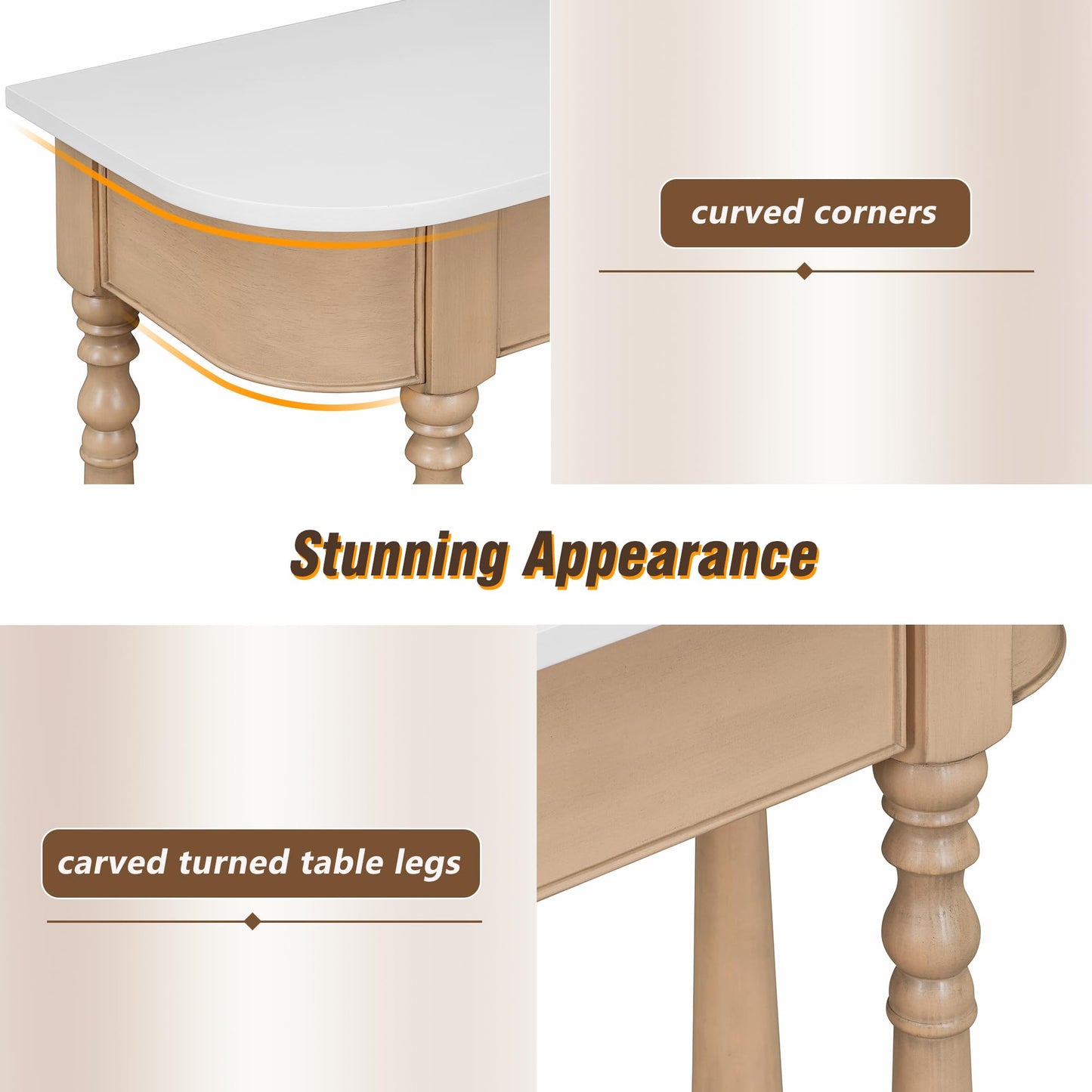 LKTART Small Solid Wood Sofa Table,Console Table with Drawers and Bottom Shelf, Entryway Hallway Foyer Entry Table for Living Room(23.7" Natural)