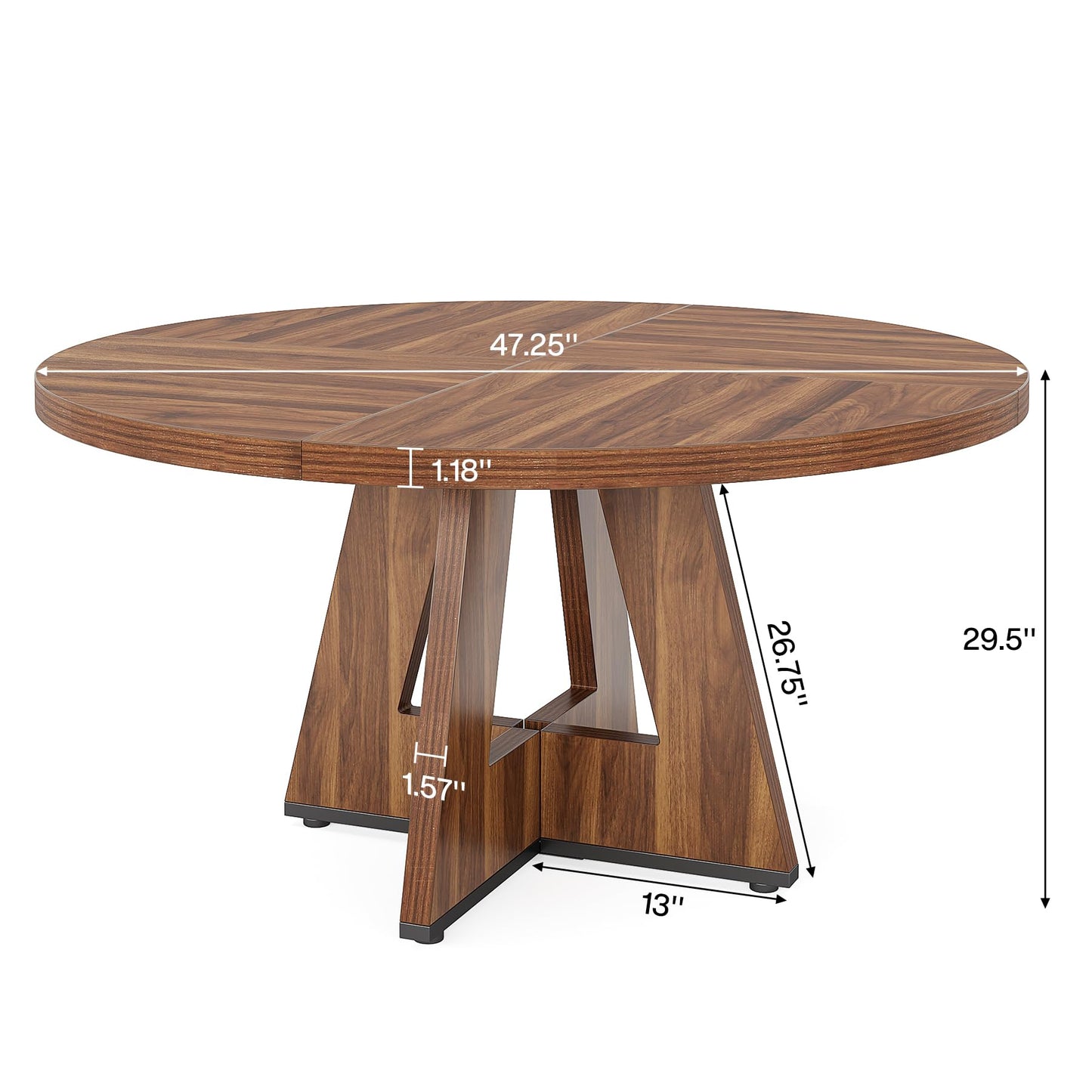 Tribesigns 47-Inch Round Conference Table for 4-6 People, Wooden Meeting Room Table with Thicken Tabletop and Wood Base (Grey)