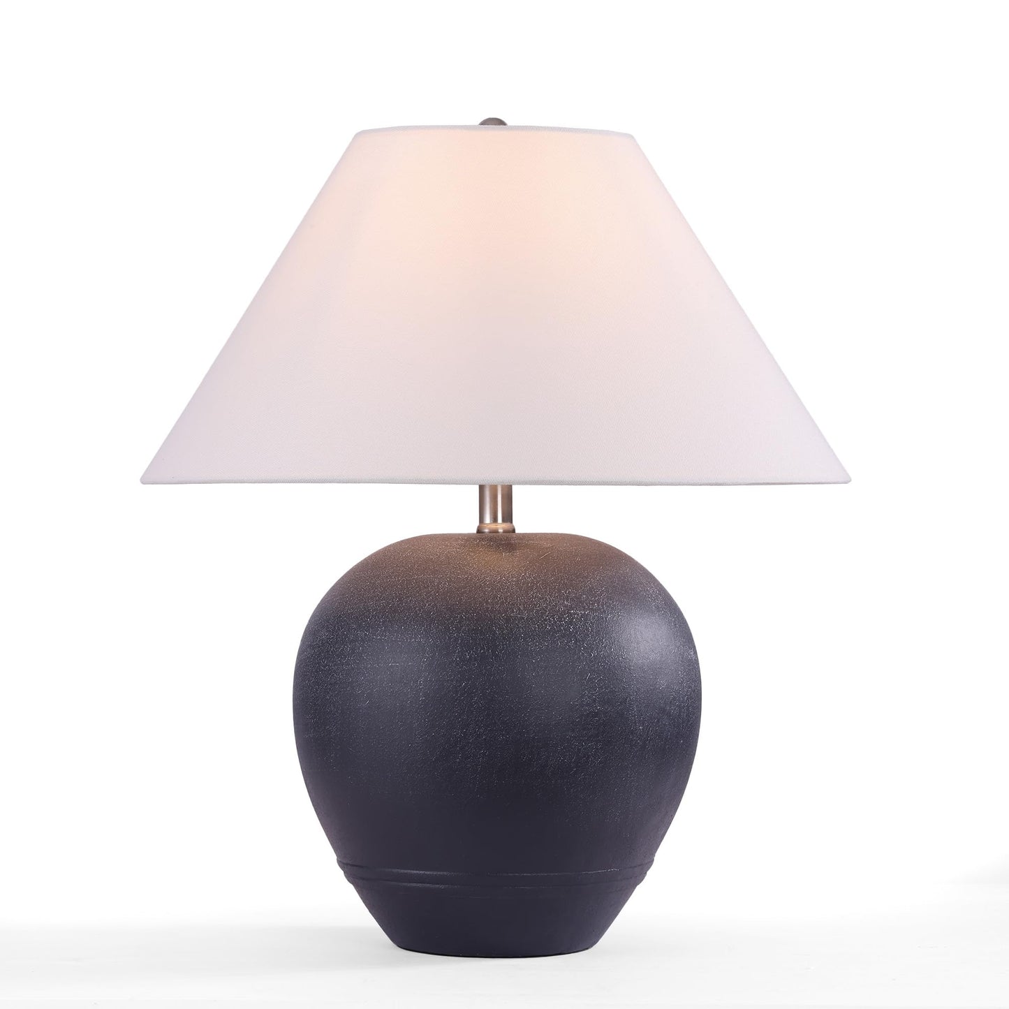 Farmhouse Ceramic Table Lamp, 21" Rustic Table Lamp with Linen Shade, 3-Way Dimmable Bedside Nightstand Lamps for Bedroom, Living Room, E26 Socket, Dark Grey