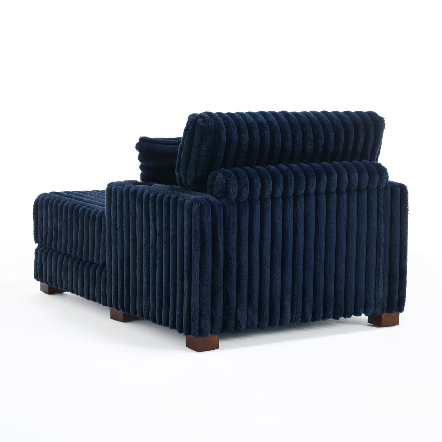 59" Chaise Lounge Chair Indoor, Upholstered Oversized Sleeper Sofa Bed Reading Chairs with 3 Soft Pillows & 2 Cup Holders, Comfy Cloud Deep Seat Sofa for Living Room Bedroom, Set of 2, Navy