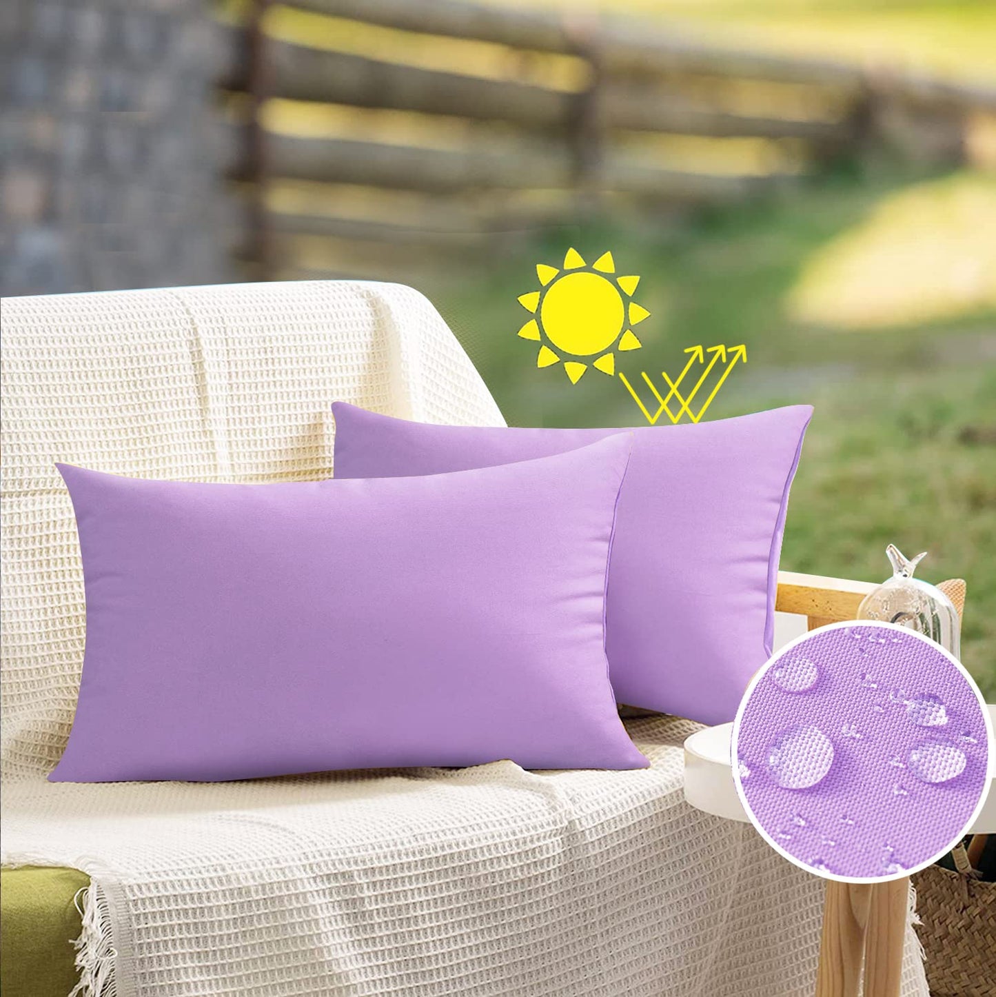 VAKADO Outdoor Waterproof Throw Pillow Covers 18X18 Set of 2 Decorative Green Patio Furniture Summer Cushion Cases Outside Decor for Couch Garden Bench Porch