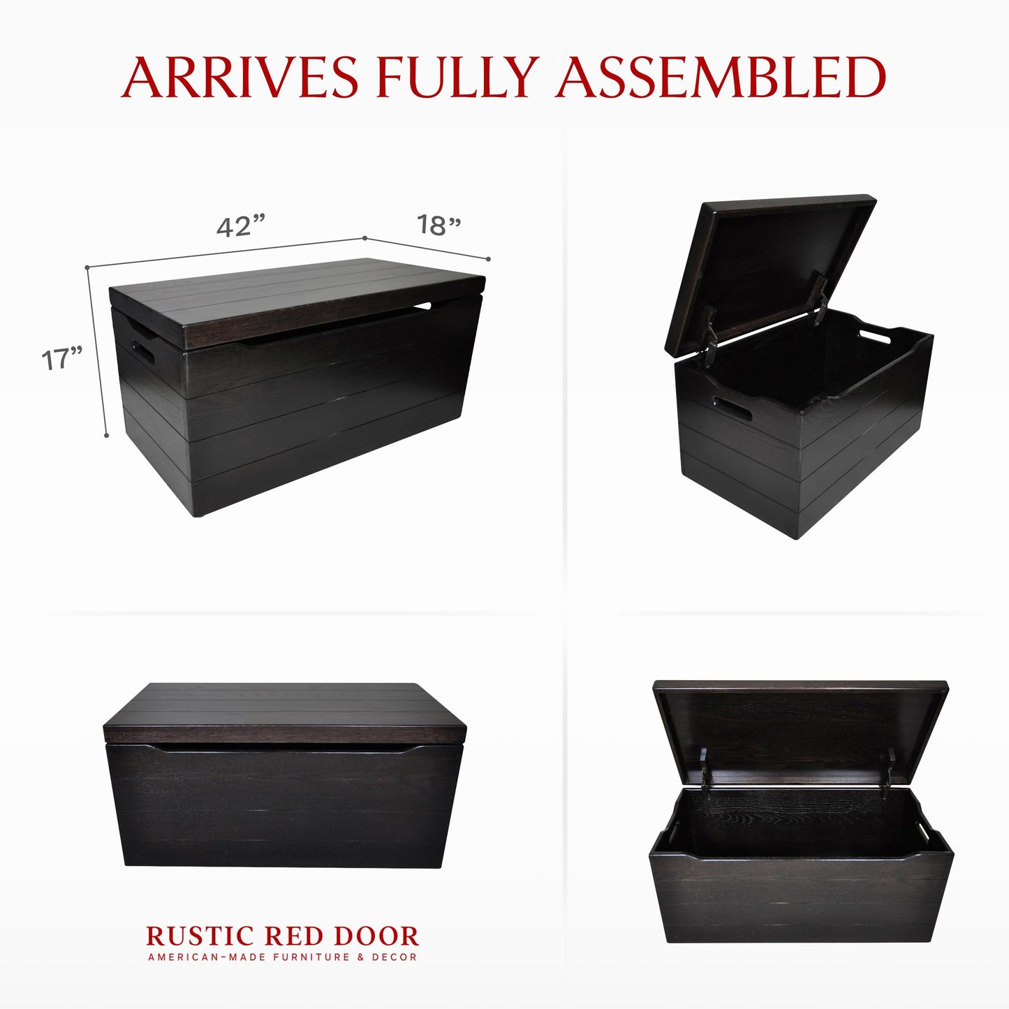 Wooden Storage Chest Trunk Box with Lid and Handles. Handmade, Rustic, Oak Wood, Cherry Stain, 30"