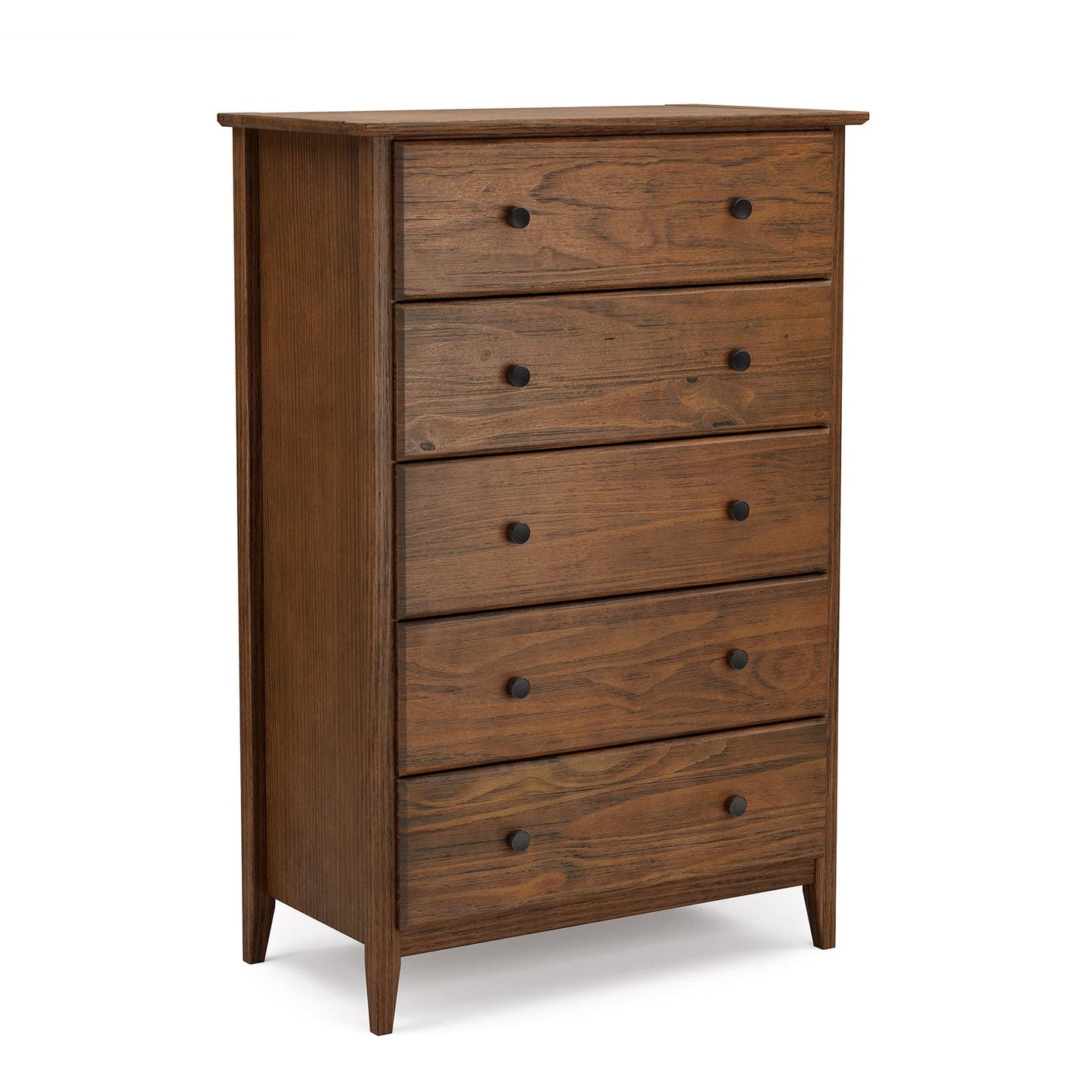 Grain Wood Furniture Greenport 5-Drawer Chest, Solid Wood with Brushed Walnut Finish