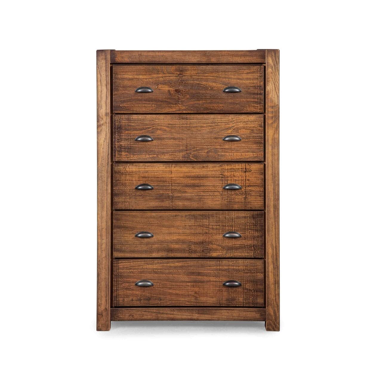 Grain Wood Furniture Montauk 5-Drawer Chest, Solid Wood with a Rustic Walnut Finish