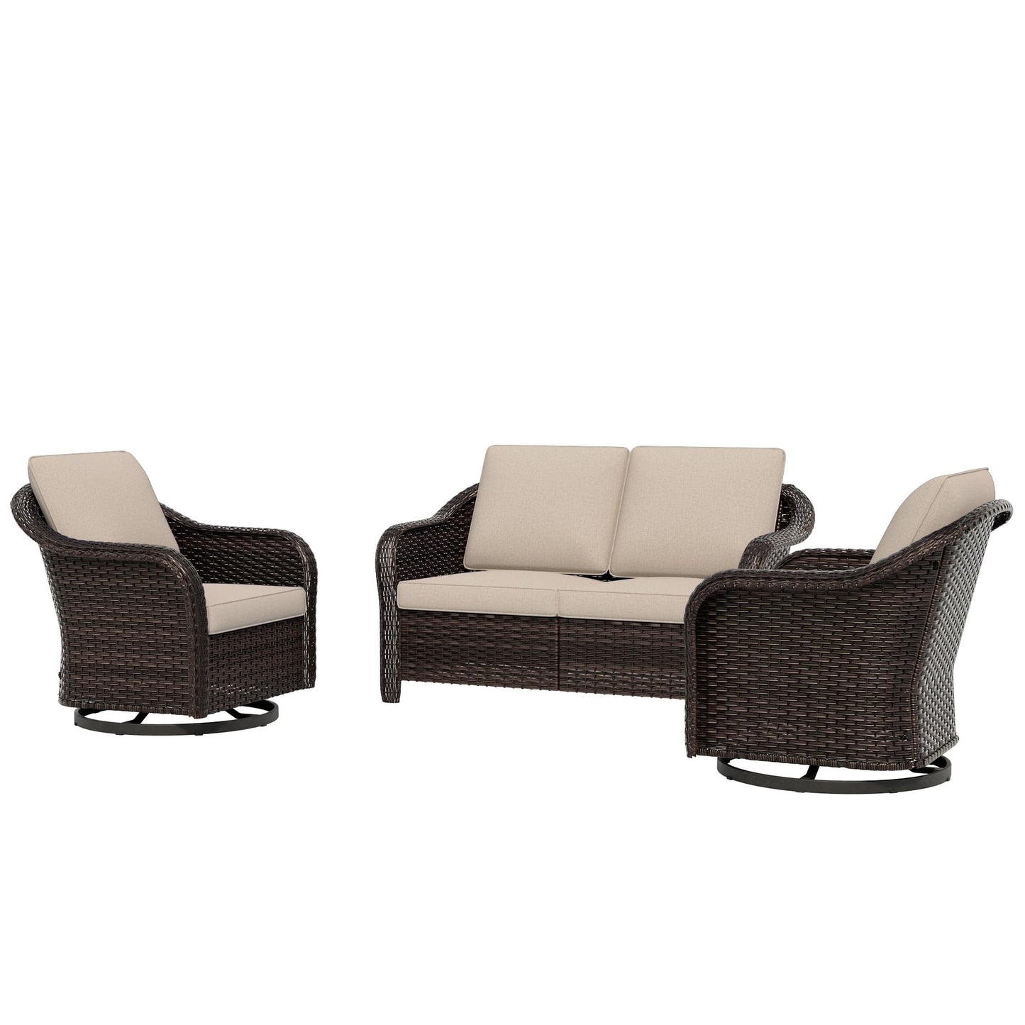 55 inch Outdoor Wicker 2 Seater Sofa, All-Weather Use Patio Rattan Loveseat with Seat and Back Cushion, Ideal for Porch, Backyard, Balcony, Poolside, Blue