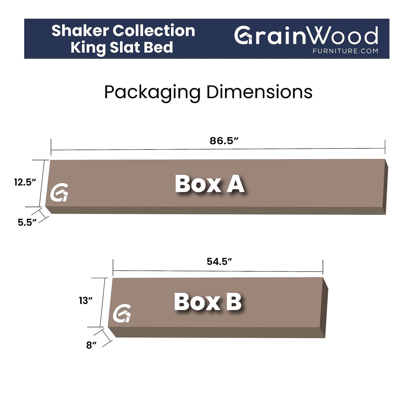Grain Wood Furniture Shaker Solid Wood Slat Platform Bed, Queen Size, Walnut Finish