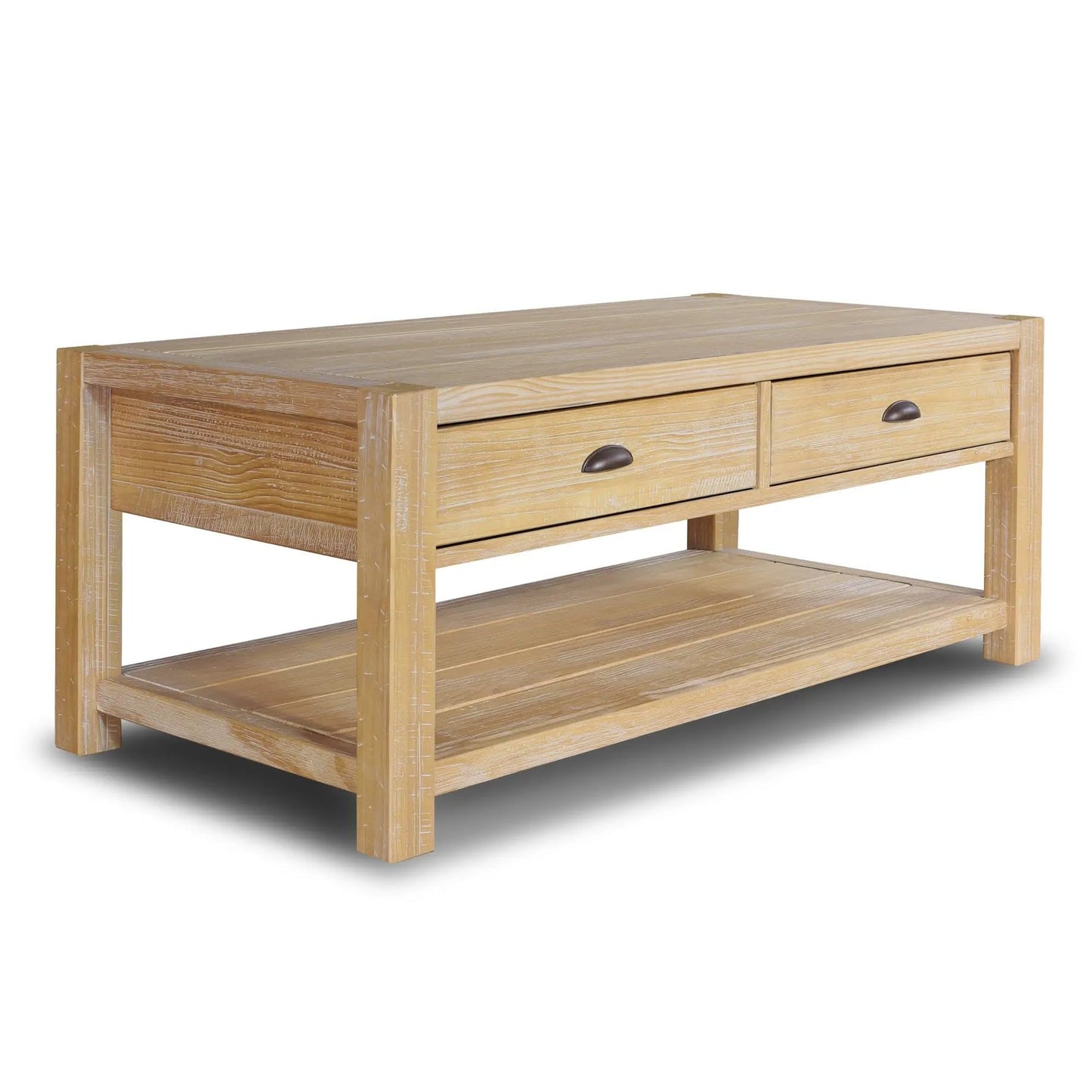 Grain Wood Furniture Montauk Coffee Table, Solid Wood with a Driftwood Finish