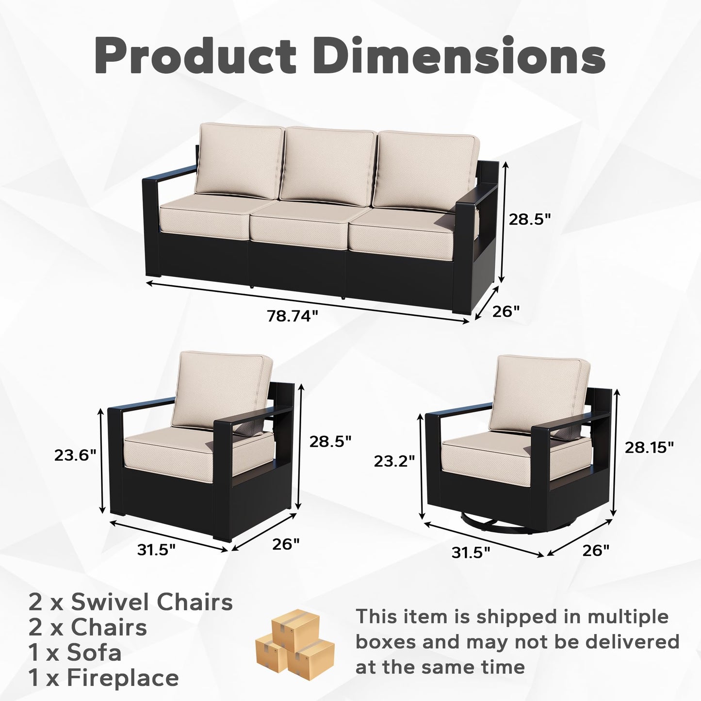 Aluminum Patio Swivel Chair - Outdoor Swivel Rocking Chair with 6" Thick Removable Cushions, All-Weather Metal Frame, Deep Setting for Garden, Poolside and Porch
