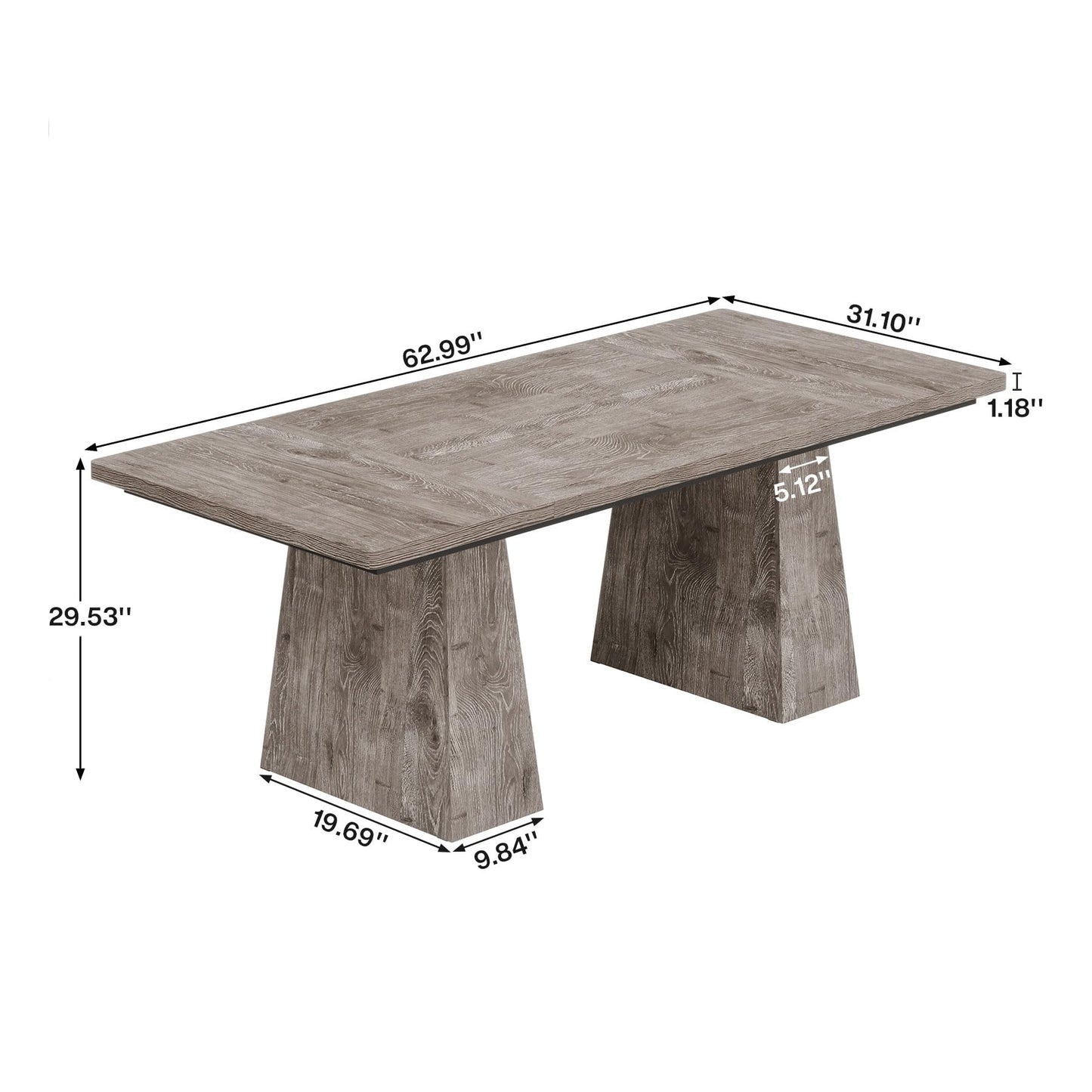 Tribesigns 63-Inch Executive Desk, Large Office Computer Desk with Double Pedestal, Modern Simple Workstations Writing Table Conference Table Business Furniture for Home Office, Light Brown