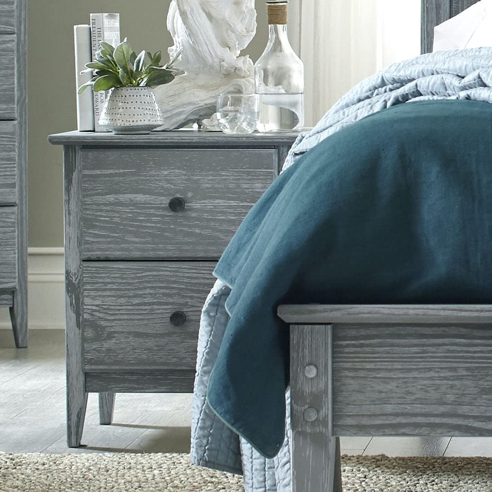 Grain Wood Furniture Greenport 2-Drawer Bedroom Nightstand, Solid Wood with Brushed Walnut Finish