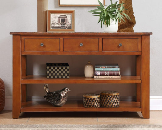 LKTART Solid Wood Console Table, Sofa Table with Storage Drawers and Bottom Shelf, Entryway Table for Entry Hallway Foyer,Easy Assembled (48.8" Green)