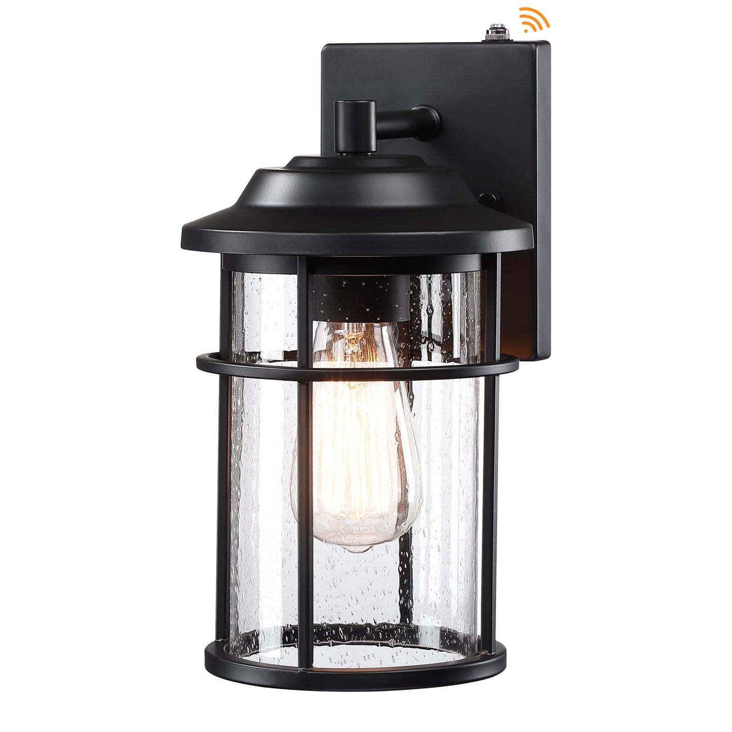 Dusk to Dawn Outdoor Porch Lights Wall Mount, Waterproof Exterior Light Fixtures,Black Modern Outdoor Light Fixtures Sconces with E26 Sockets & Glass Shades, Wall Lighting for Porch, Patio, Garage