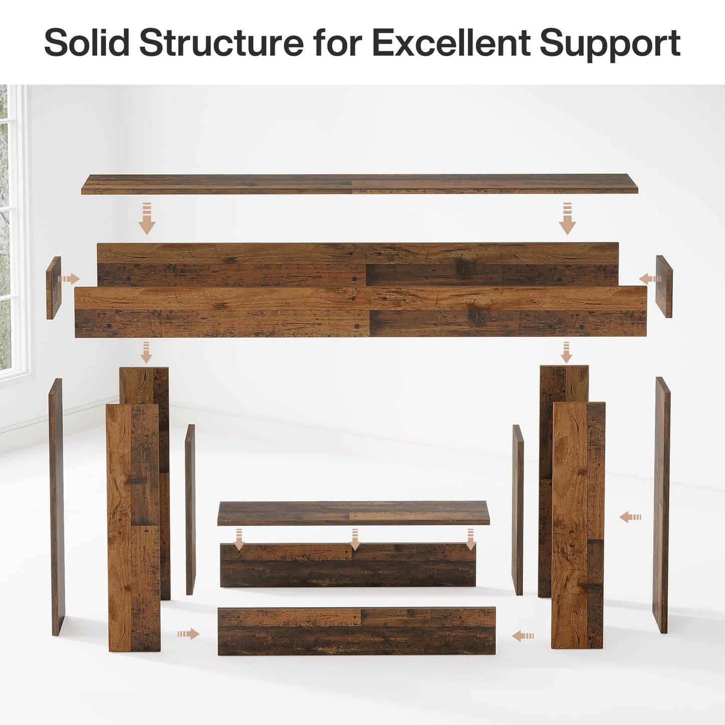 Tribesigns 63" Console Table, Farmhouse 2-Tier Entryway Table with U-Shaped Base, Narrow Long Wood Sofa Table Behind Couch Table for Living Room, Hallway, Foyer, Vintage Brown & Gray | Farmhouse