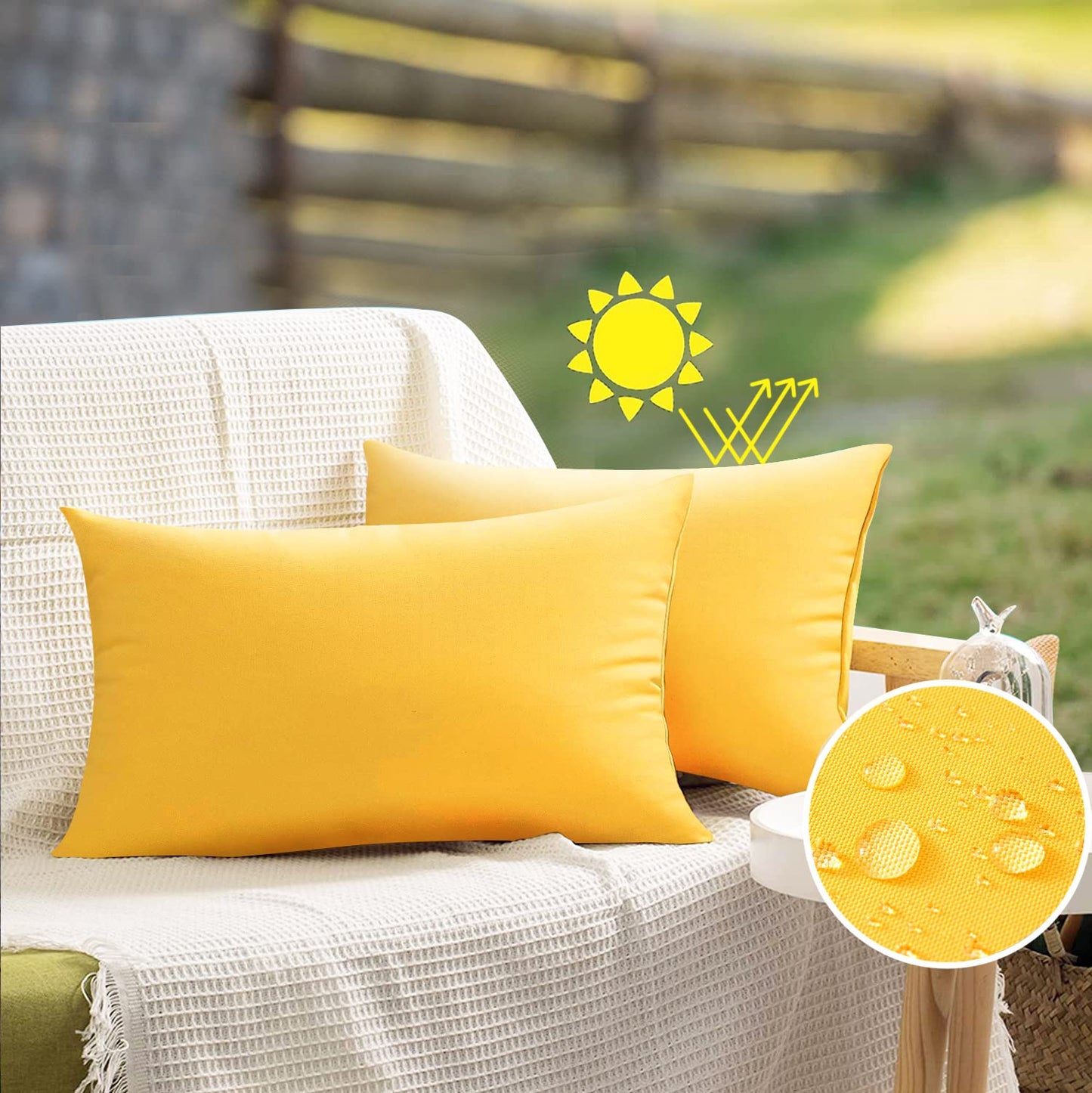 VAKADO Outdoor Waterproof Throw Pillow Covers 18X18 Set of 2 Decorative Green Patio Furniture Summer Cushion Cases Outside Decor for Couch Garden Bench Porch