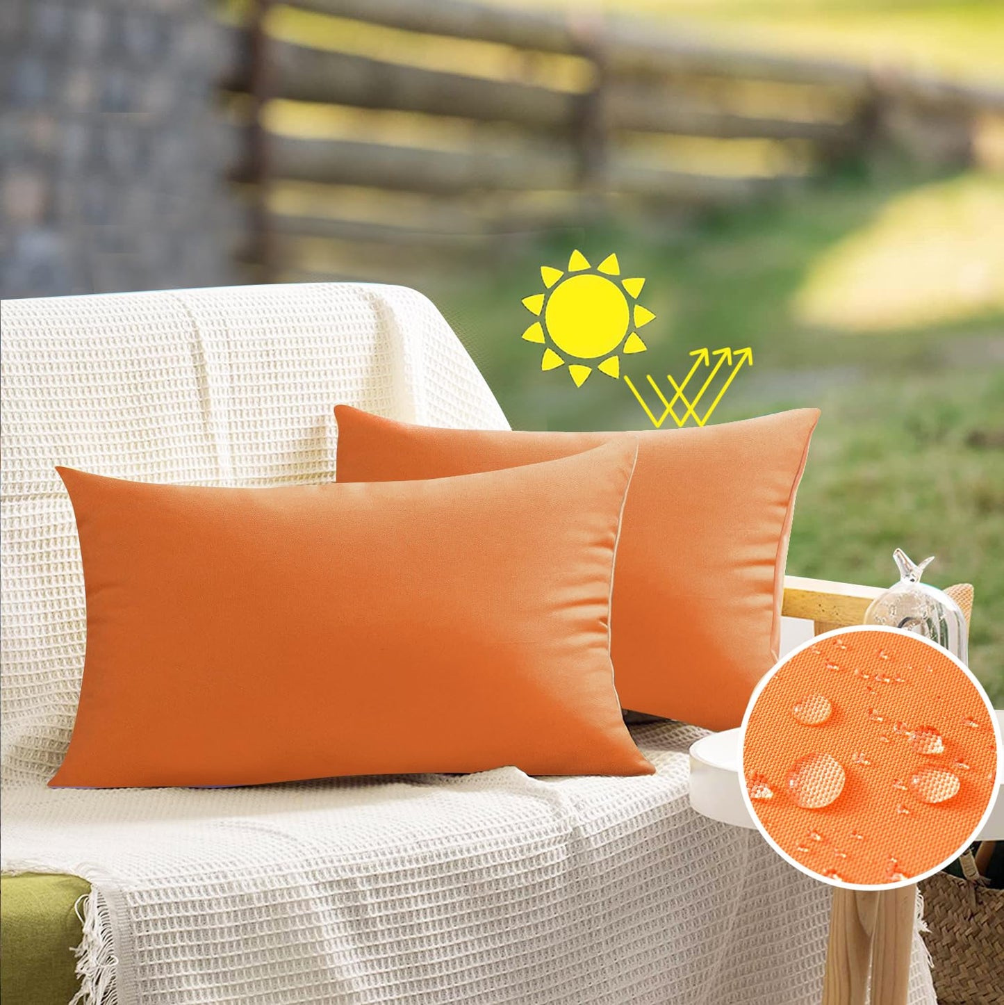 VAKADO Outdoor Waterproof Throw Pillow Covers 18X18 Set of 2 Decorative Green Patio Furniture Summer Cushion Cases Outside Decor for Couch Garden Bench Porch