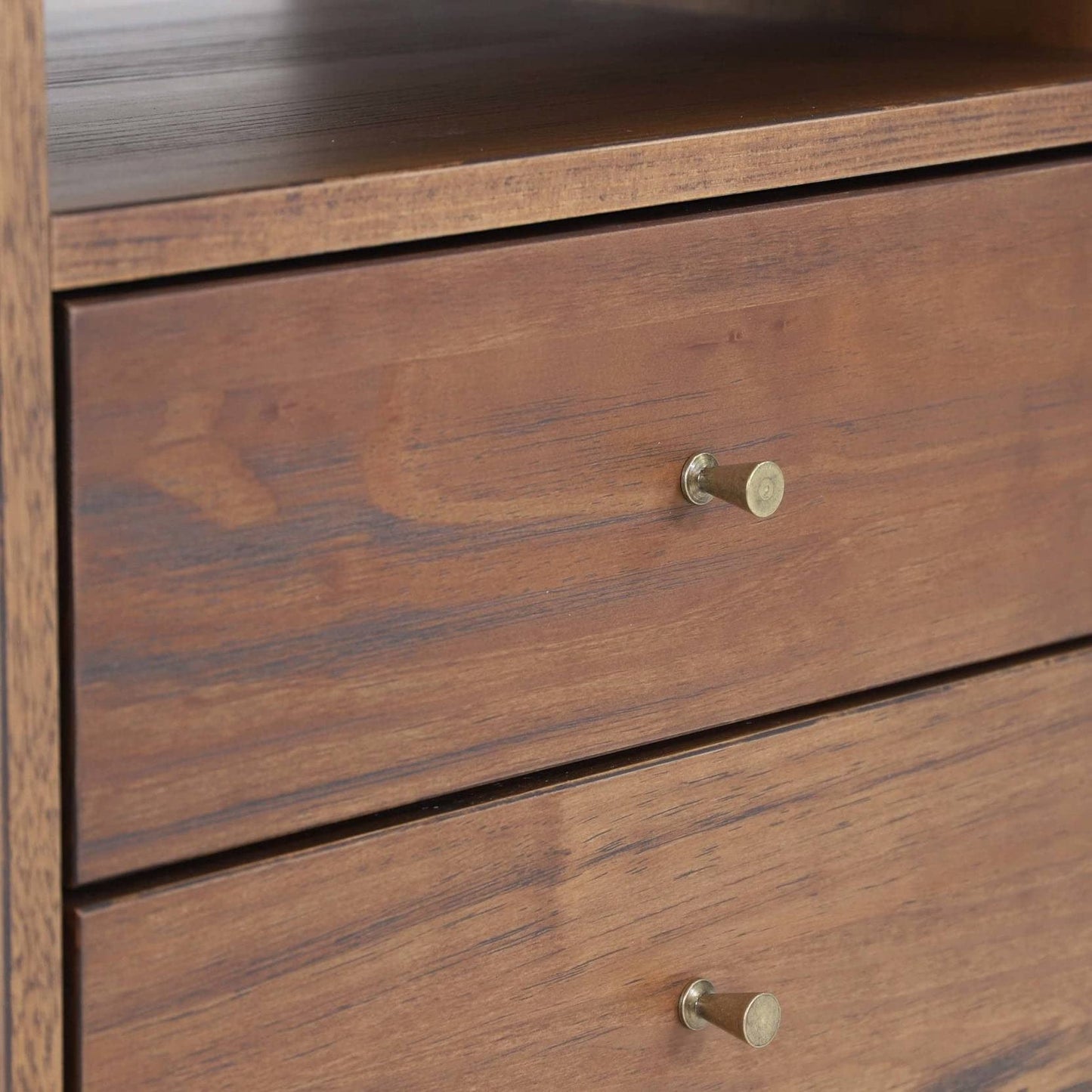 Grain Wood Furniture Mid Century 2-Drawer Nightstand, Solid Wood with a Brushed Walnut Finish