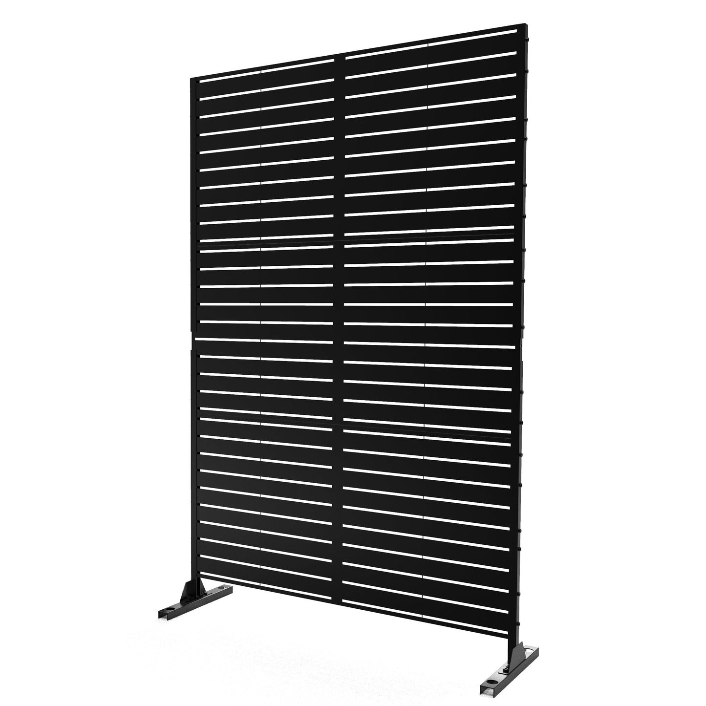 Metal Privacy Screen with Stand, 74" H×47" W Outdoor Privacy Screen for Deck Patio Lawn Garden (Black-Summer)