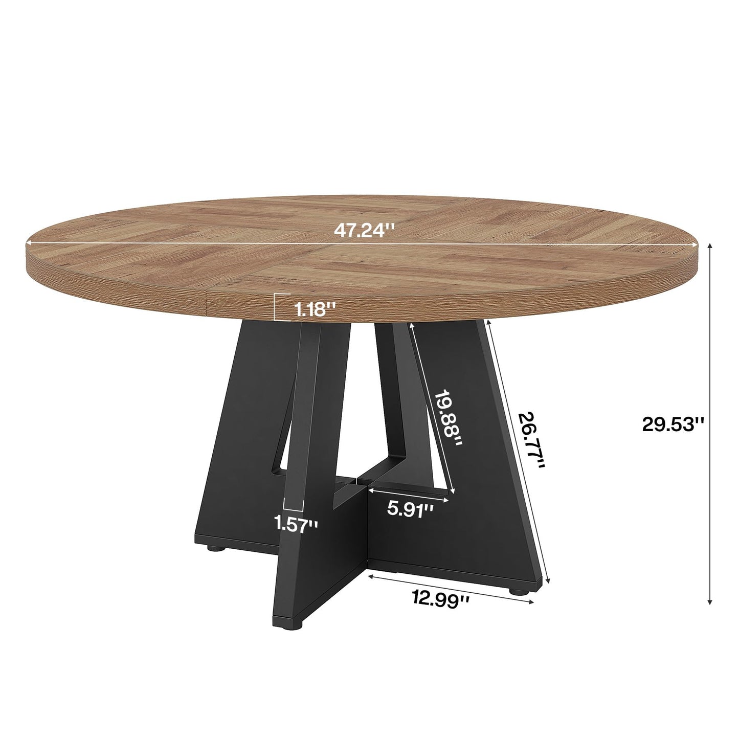 Tribesigns 47-Inch Round Conference Table for 4-6 People, Wooden Meeting Room Table with Thicken Tabletop and Wood Base (Grey)