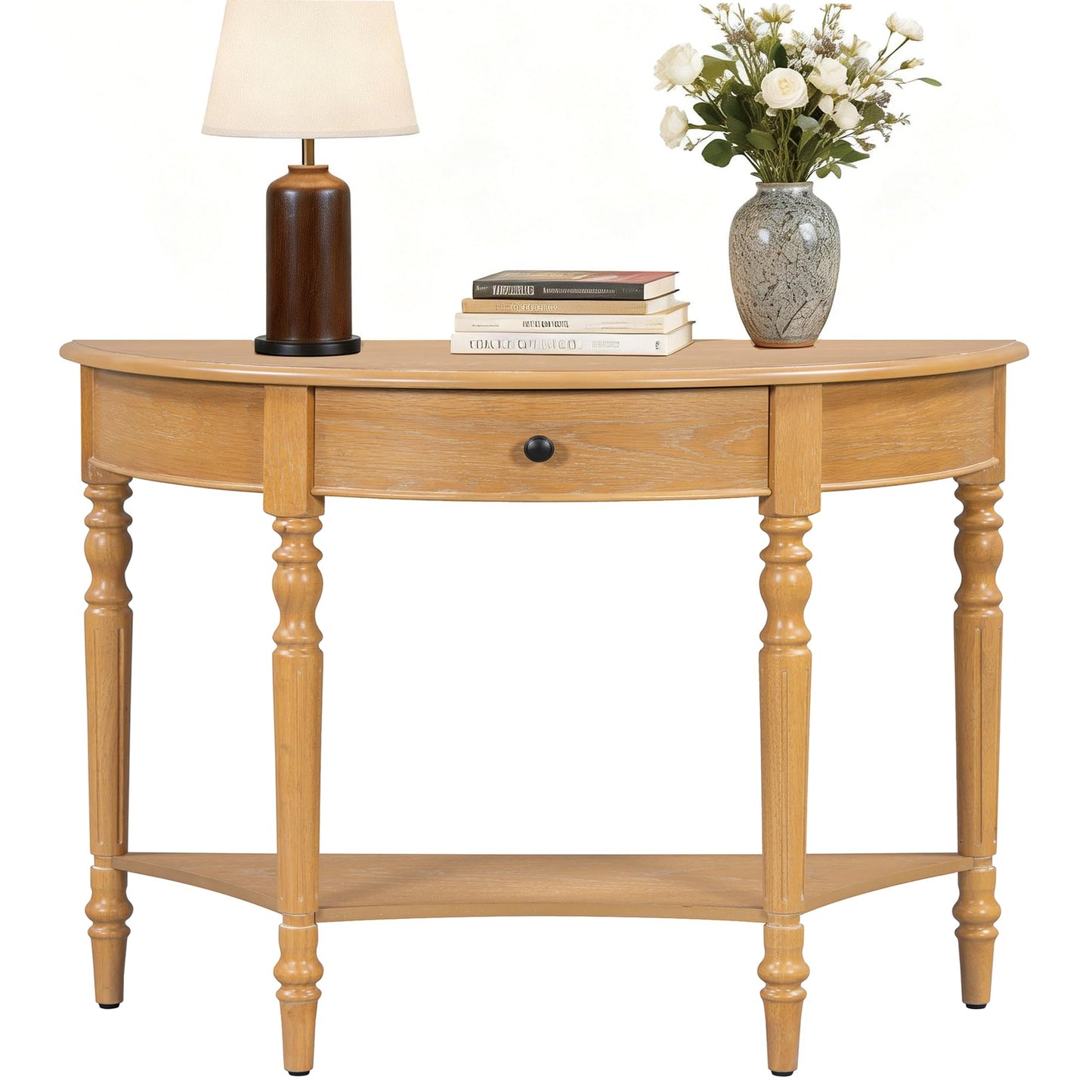 LKTART Small Solid Wood Sofa Table,Console Table with Drawers and Bottom Shelf, Entryway Hallway Foyer Entry Table for Living Room(23.7" Natural)