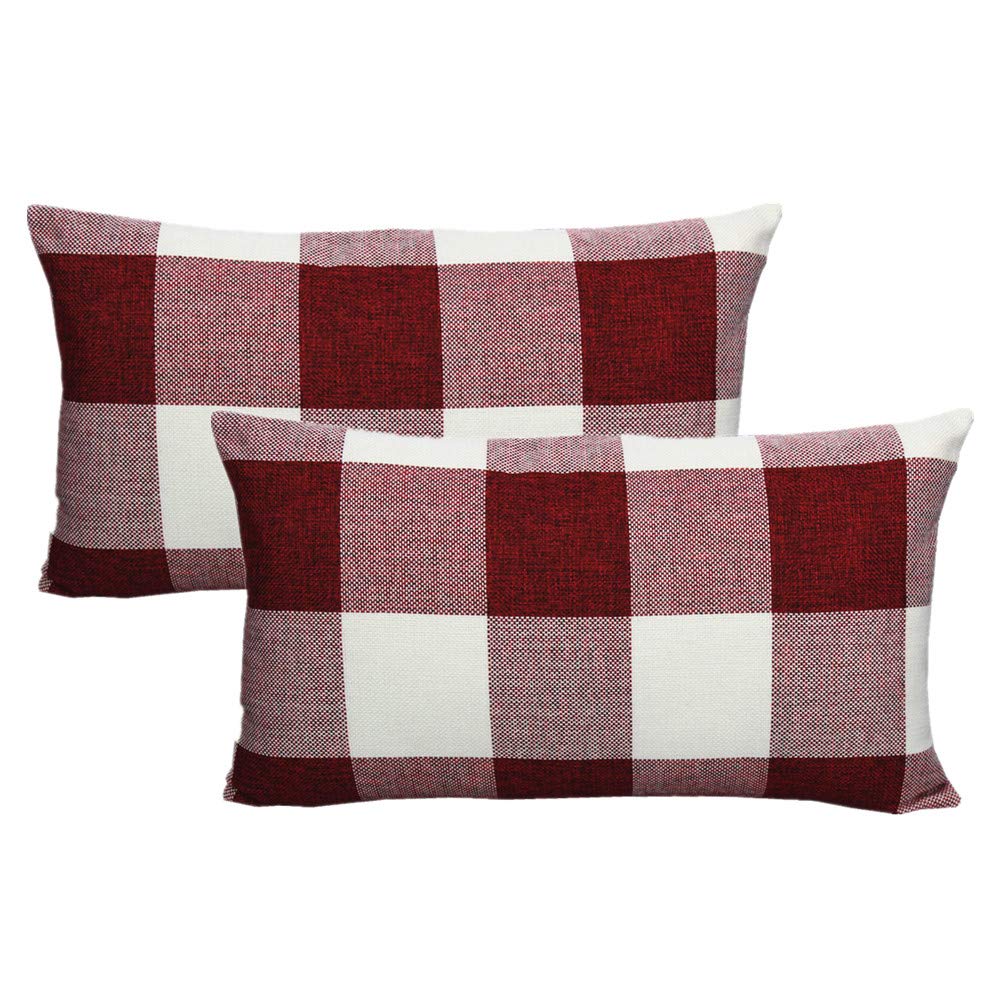 VAKADO Outdoor Farmhouse Buffalo Plaids Throw Pillow Covers 18x18 Set of 2 Black White Decorative Classroom Front Porch Classic Decor Retro Boho Cushion Cases Fall Home Rustic Check for Couch Patio
