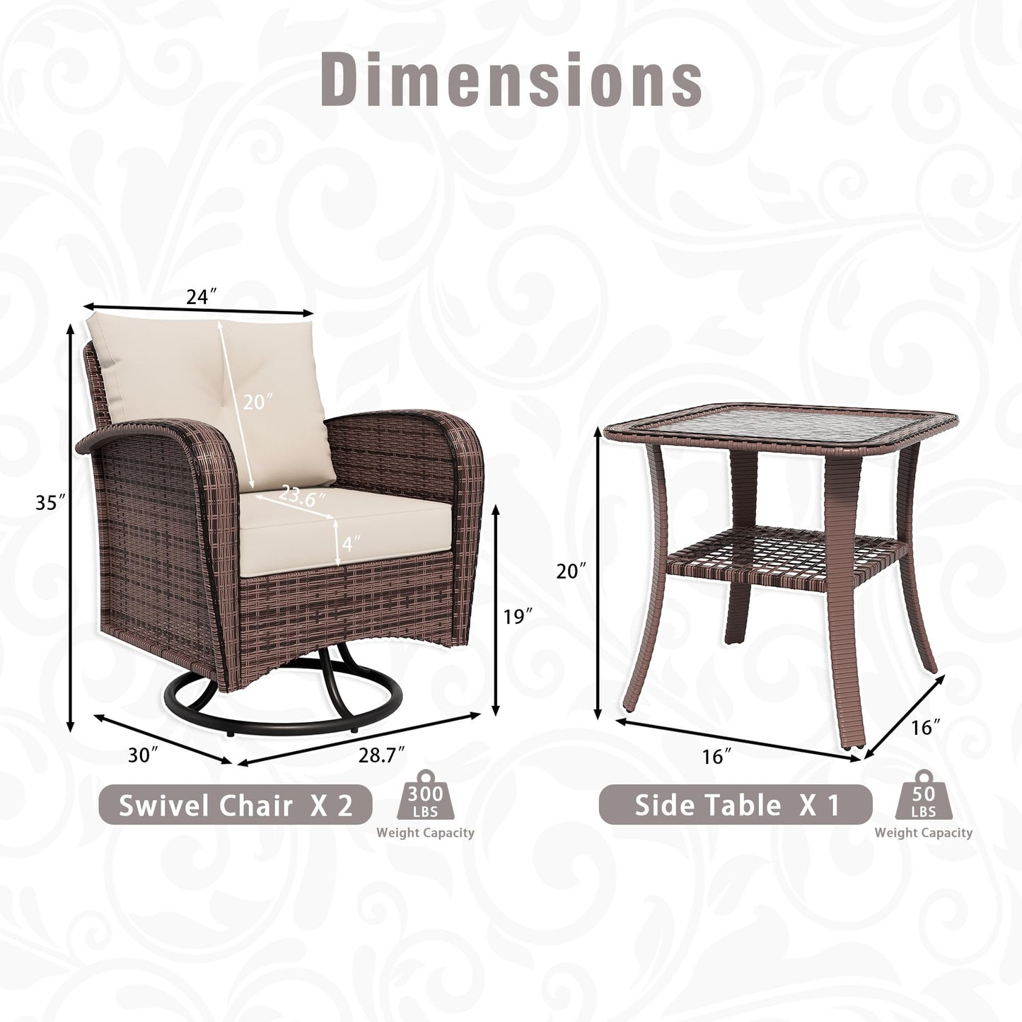 4 Piece Patio Conversation Set - 2 Swivel Chairs 1 Coffee Table 3-Seater Sofa, PE Wicker & Steel Patio Furniture with Heavy-Duty Steel Frame,Weatherproof Cushions, Red