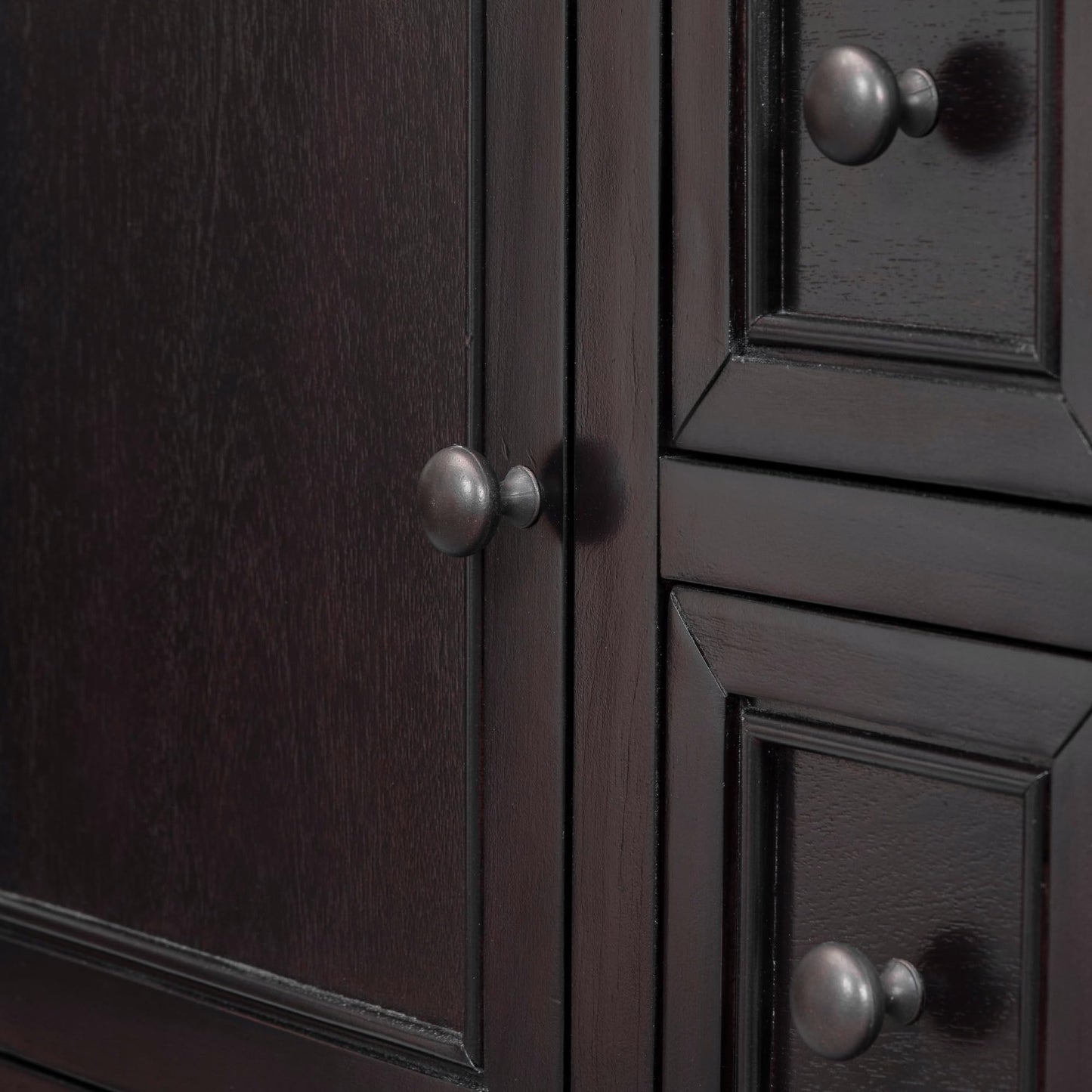 LKTART Farmhouse Sideboard Buffet Cabinet,Solid Wood Sideboard with Storage Drawers and Bottom Shelf,Coffee Bar for Entryway Hallway Foyer,Easy Assembled (46.5" Brown