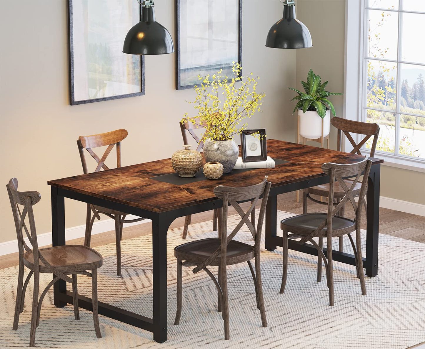 Tribesigns Modern Simple Computer Desk, 47 inch Vintage Office Desk Computer Table, Study Writing Study Desk Workstation for Home Office, Rustic Brown