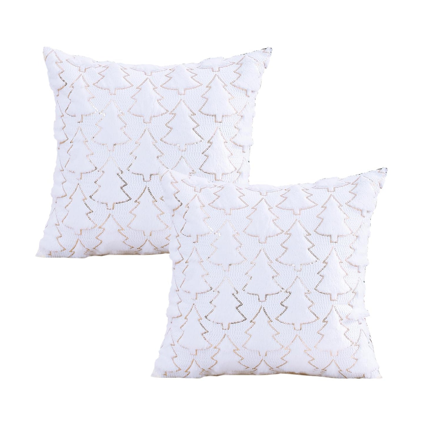 VAKADO Christmas Throw Pillow Covers 18x18 Set of 2 Embroidered Decorative Xmas Couch Cushion Cases Holiday Soft Home Decor for Bedroom Sofa Chair Porch Winter, Cream