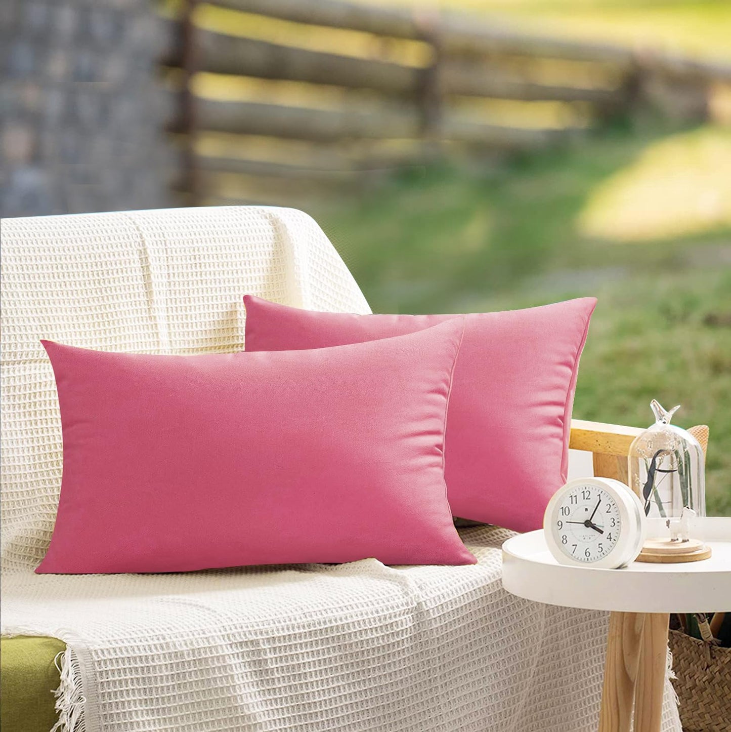 VAKADO Outdoor Waterproof Throw Pillow Covers 18X18 Set of 2 Decorative Green Patio Furniture Summer Cushion Cases Outside Decor for Couch Garden Bench Porch