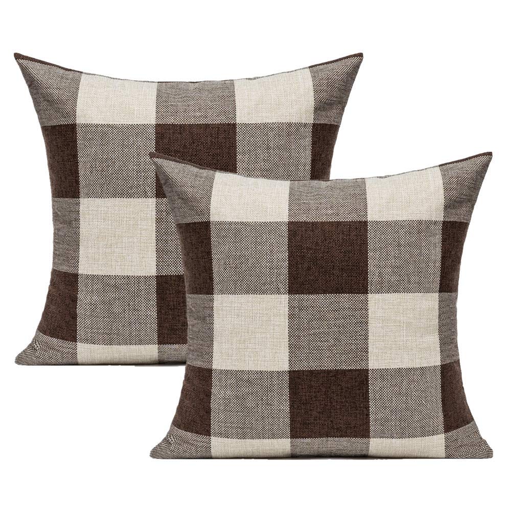 VAKADO Outdoor Farmhouse Buffalo Plaids Throw Pillow Covers 18x18 Set of 2 Black White Decorative Classroom Front Porch Classic Decor Retro Boho Cushion Cases Fall Home Rustic Check for Couch Patio