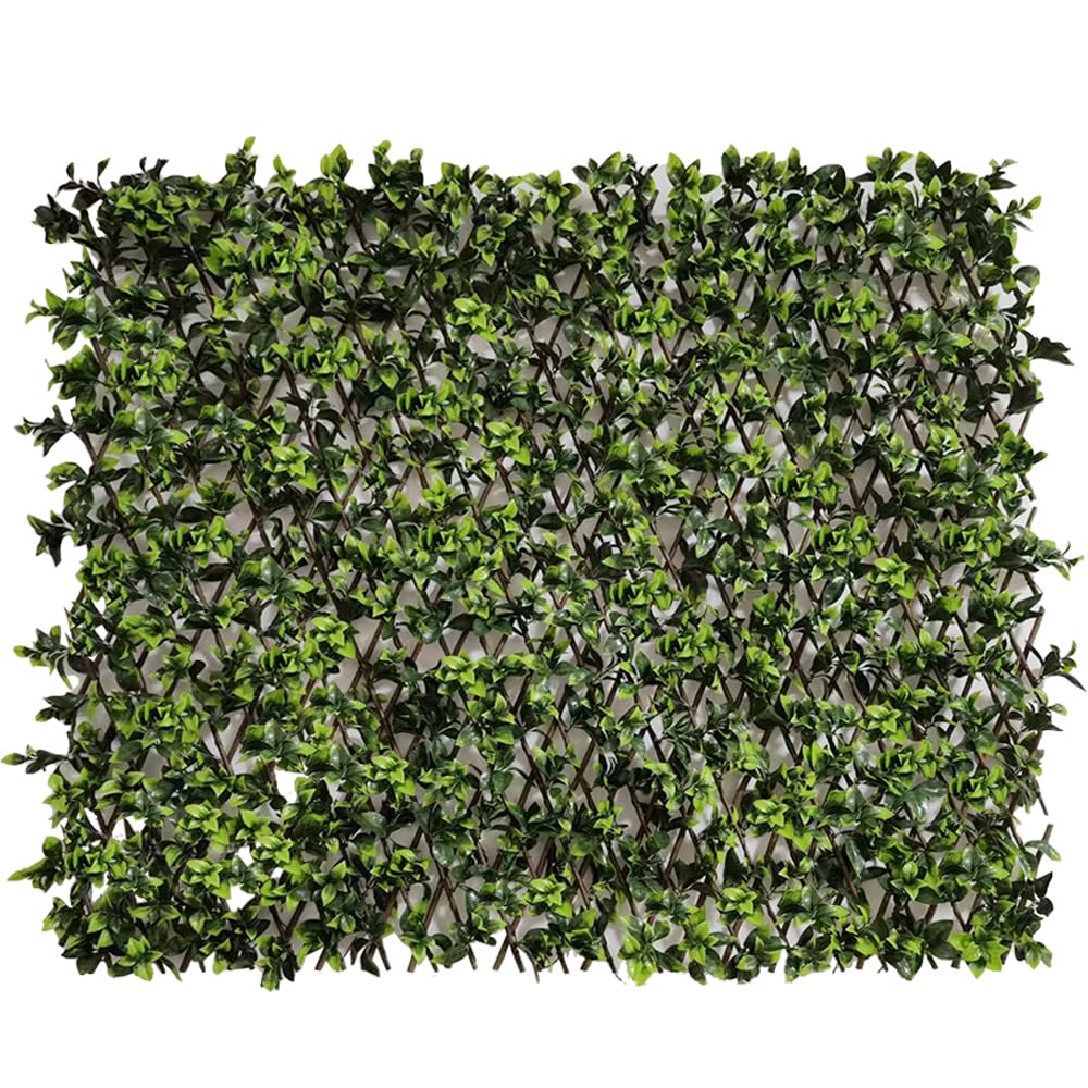 Expandable Fence Privacy Screen for Balcony Patio, 32" W Faux Gardenia Leaves Fencing Panel