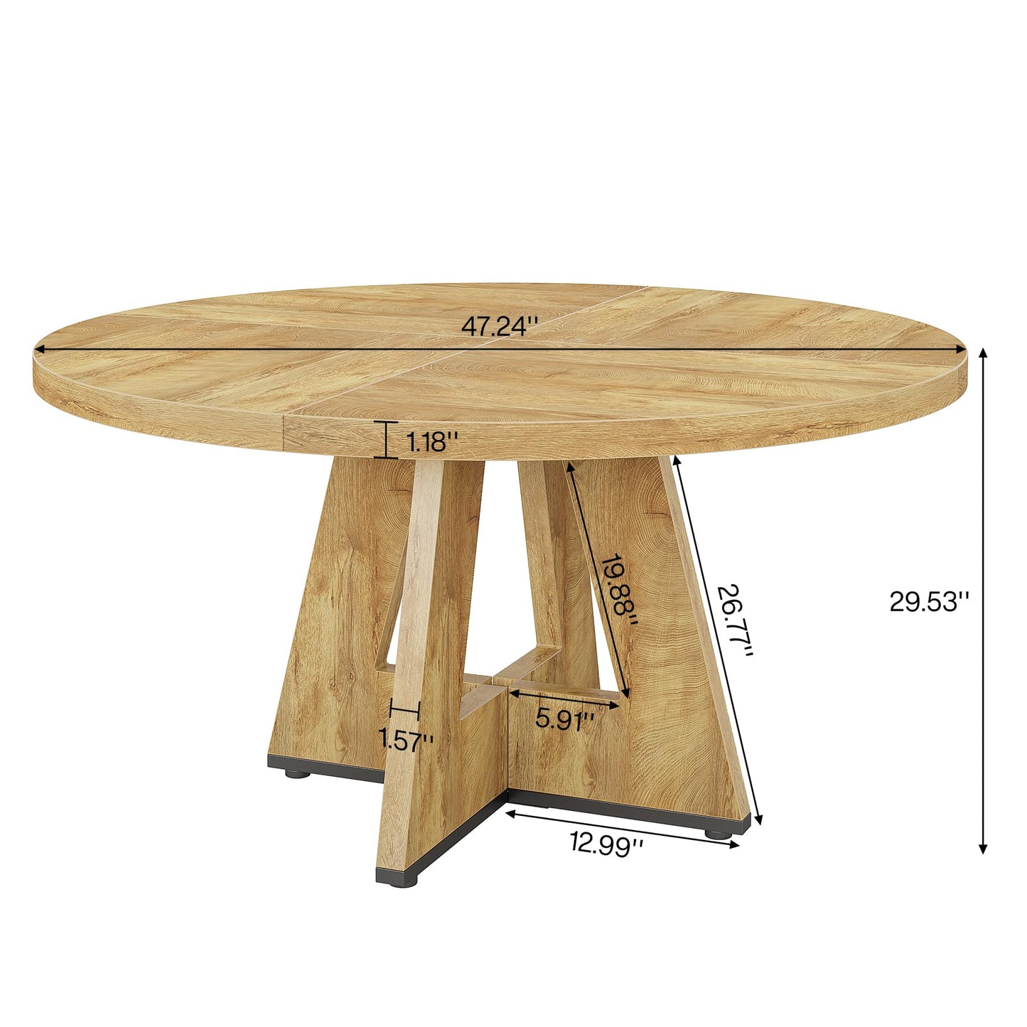 Tribesigns 47-Inch Round Conference Table for 4-6 People, Wooden Meeting Room Table with Thicken Tabletop and Wood Base (Grey)