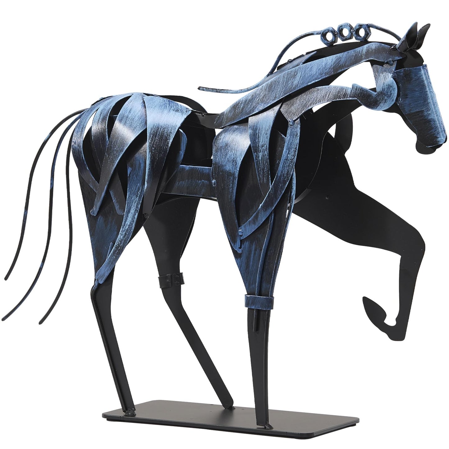 SunBlogs Art Metal Horse Statue Decor, Handmade Strong Modern Horse Sculpture Handicraft, Rustic Metal Statue Decorations Gift for Home Office Desk Figurine (Brown)