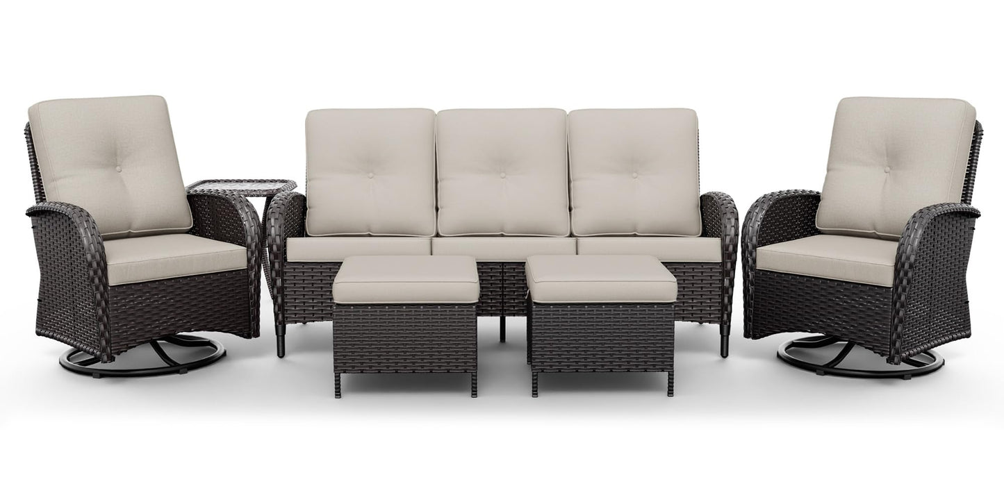 Joyside Wicker Patio Chairs Set of 2, Rattan Outdoor Furniture with Thickened Cushions, High Back, Deep Seating, Wide Armrest, Outdoor Chairs for Porch, Deck