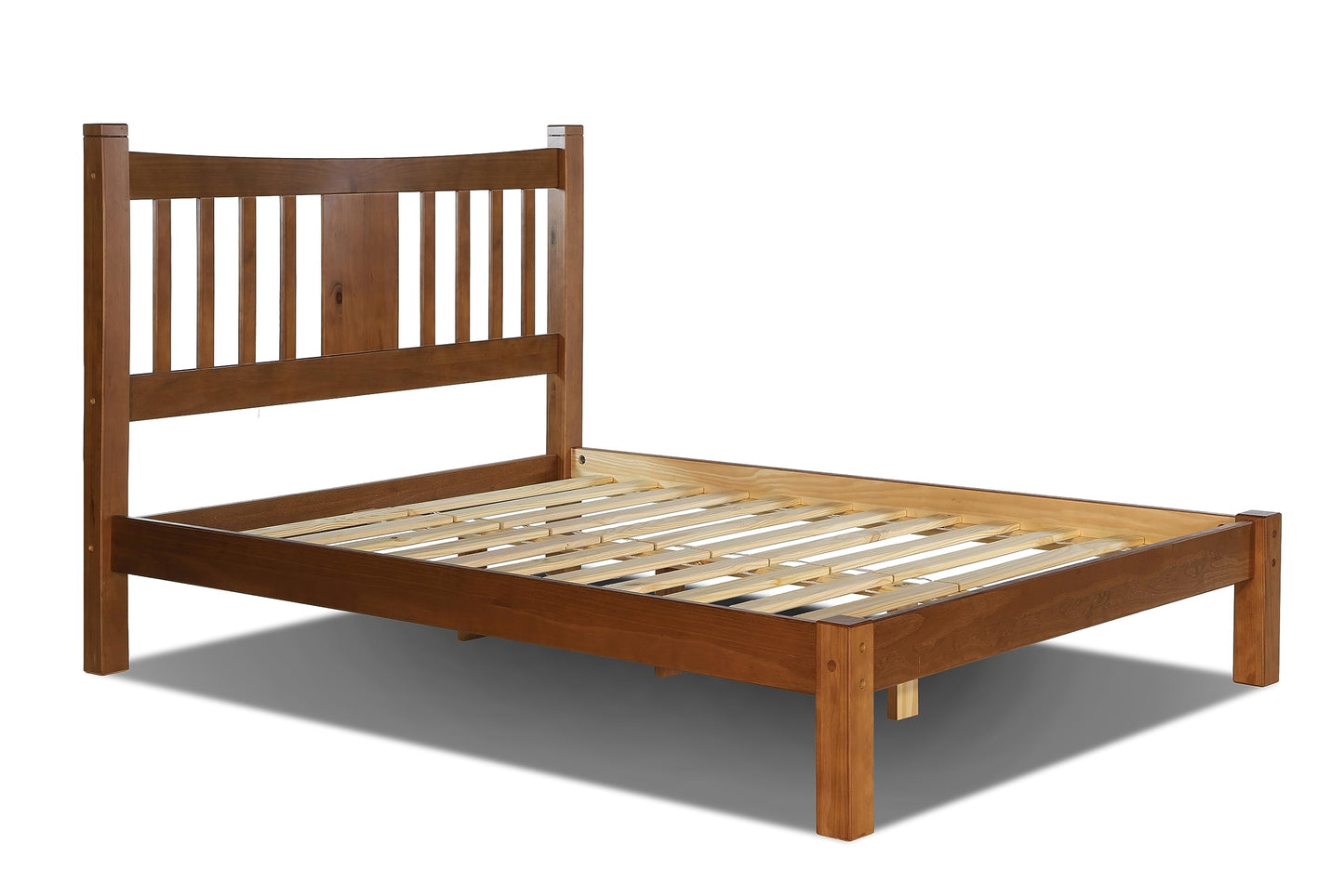 Grain Wood Furniture Shaker Solid Wood Slat Platform Bed, Queen Size, Walnut Finish