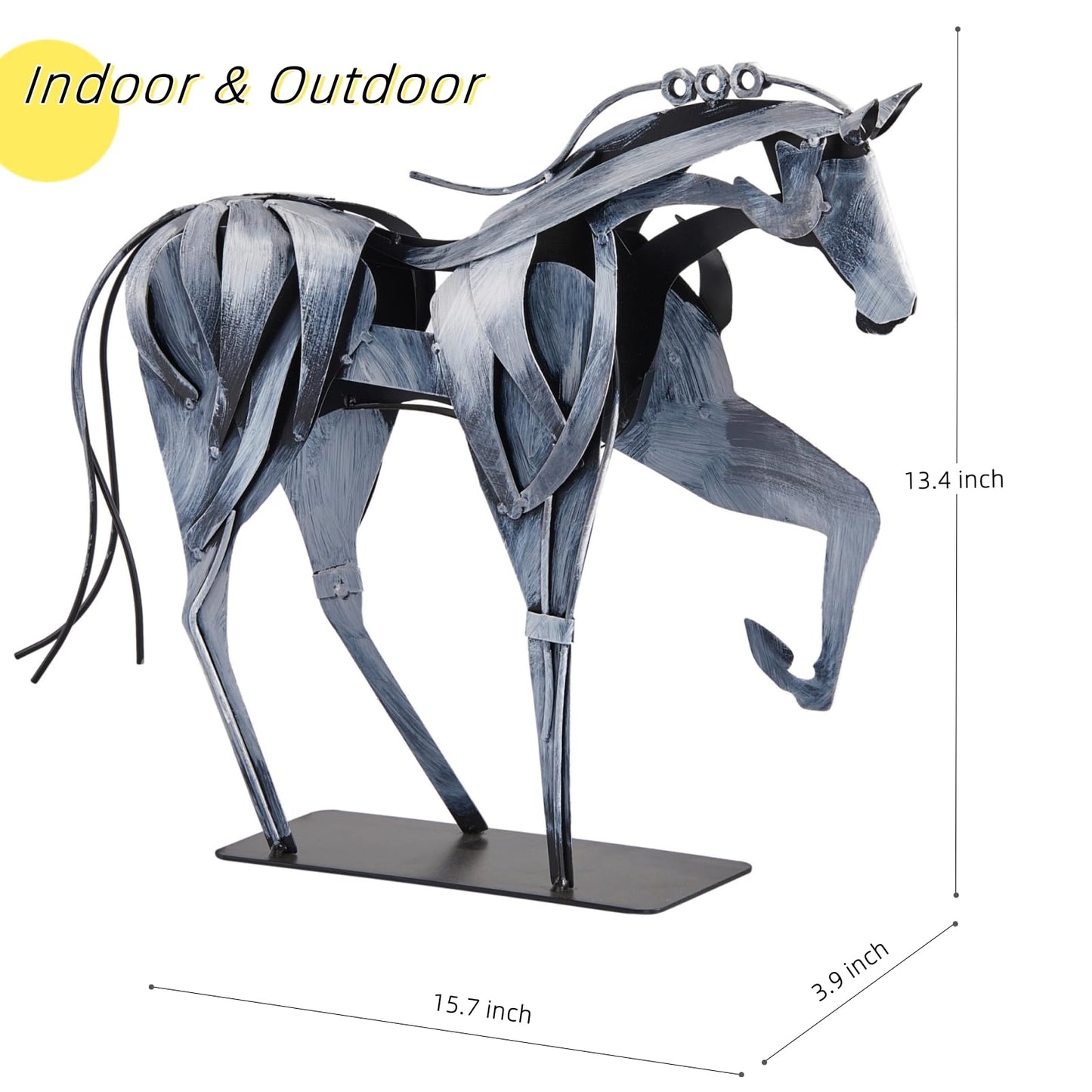 SunBlogs Art Metal Horse Statue Decor, Handmade Strong Modern Horse Sculpture Handicraft, Rustic Metal Statue Decorations Gift for Home Office Desk Figurine (Brown)