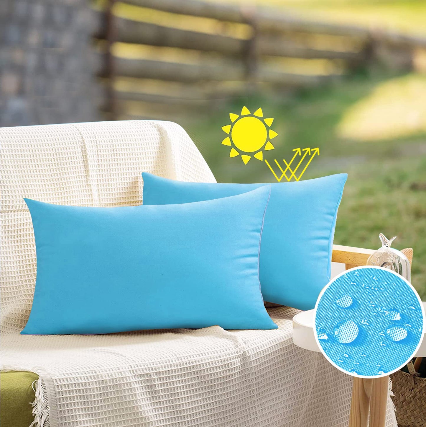 VAKADO Outdoor Waterproof Throw Pillow Covers 18X18 Set of 2 Decorative Green Patio Furniture Summer Cushion Cases Outside Decor for Couch Garden Bench Porch