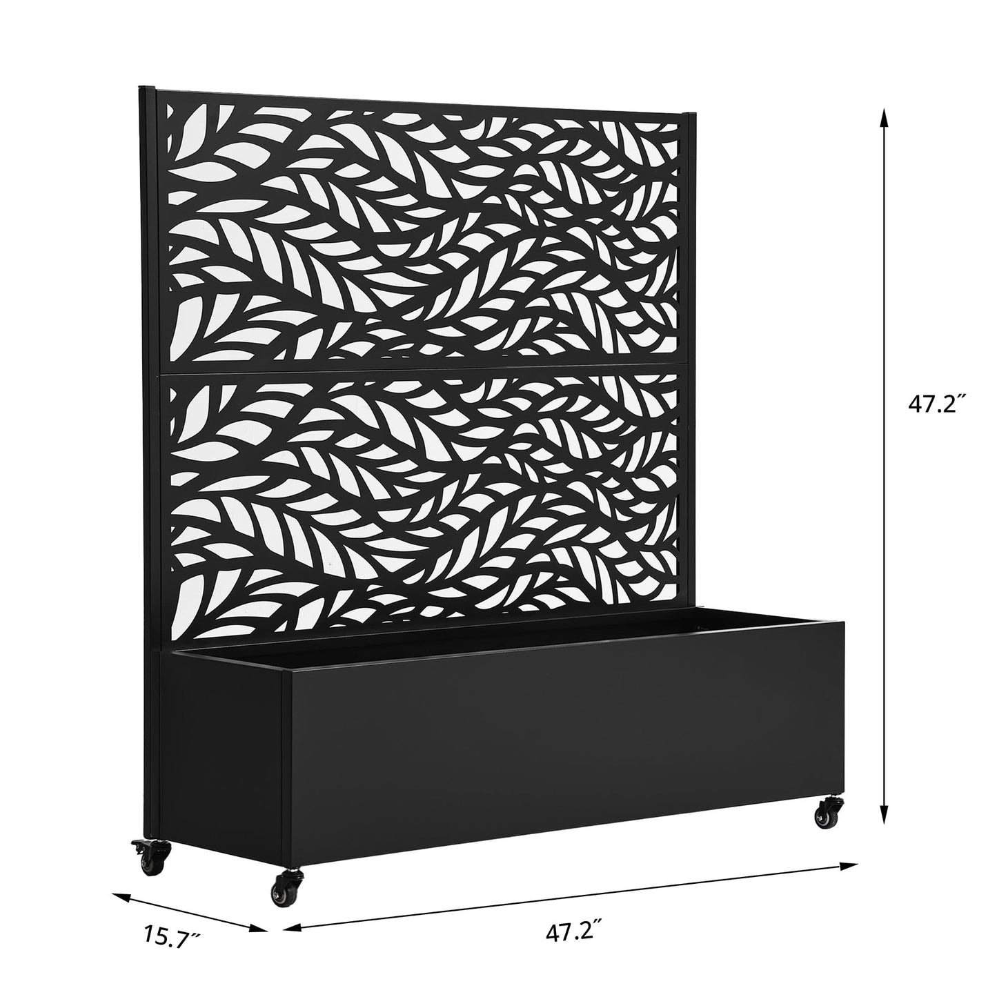 Metal Raised Garden Bed with Trellis and Wheels, 71"x47"x16" Planter Box with Privacy Screen & Drainage Holes, Arched Outdoor Garden Bed for Climbing Plants, Vegetables, Flowers (Black-Square)