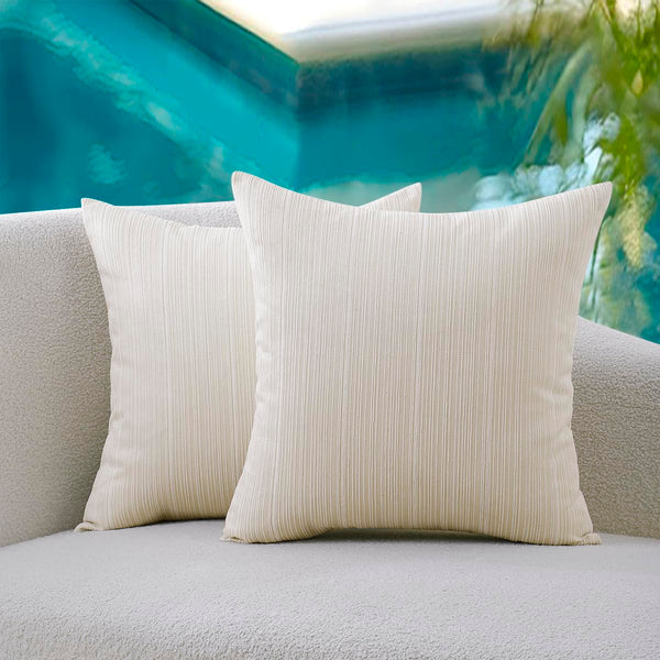 VAKADO Outdoor Waterproof Throw Pillow Covers 18x18 Set of 2 Decorative Outside Patio Furniture Cushion Cases Decor for Garden Bench Porch Couch Tent Chair Stripe Blue